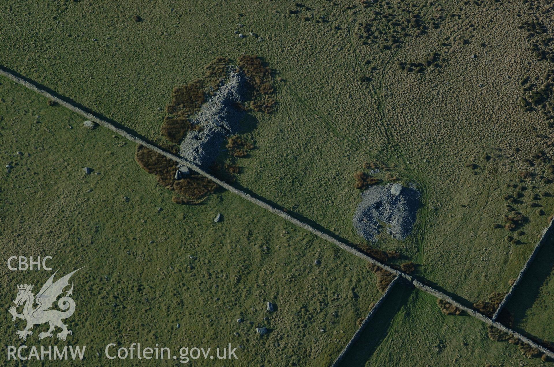 RCAHMW colour oblique aerial photograph of south cairn at Carneddau Hengwm taken on 24/01/2005 by Toby Driver