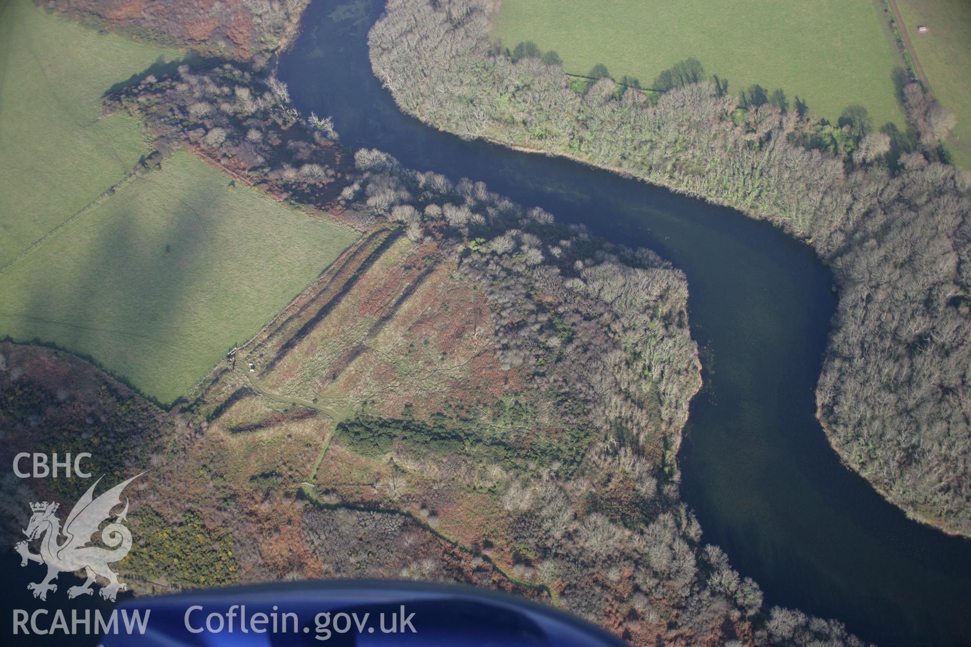 RCAHMW colour oblique aerial photograph of Bosherston Camp. Taken on 19 November 2005 by Toby Driver