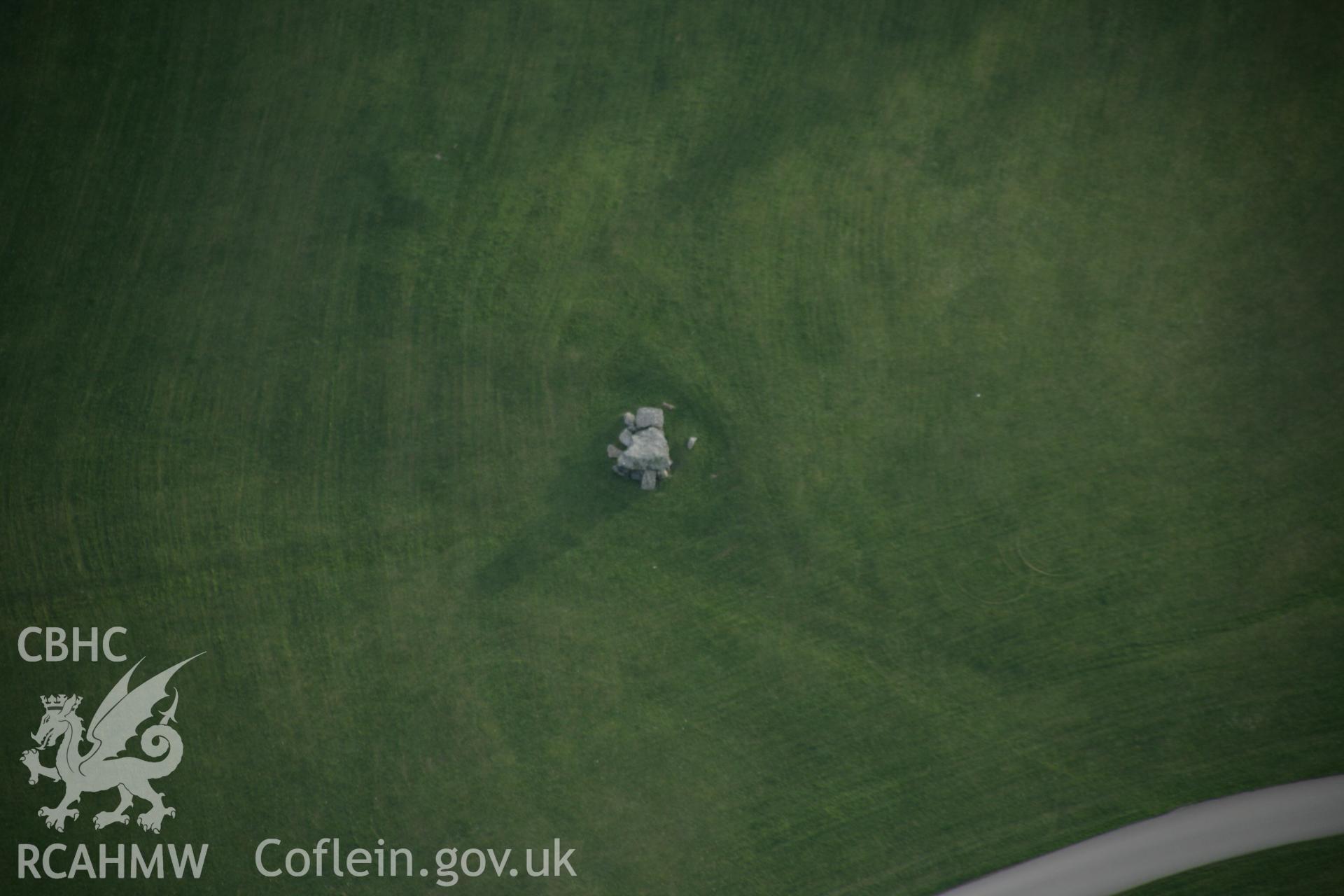 RCAHMW digital colour oblique photograph of Plas Newydd Burial Chamber. Taken on 20/03/2005 by T.G. Driver.