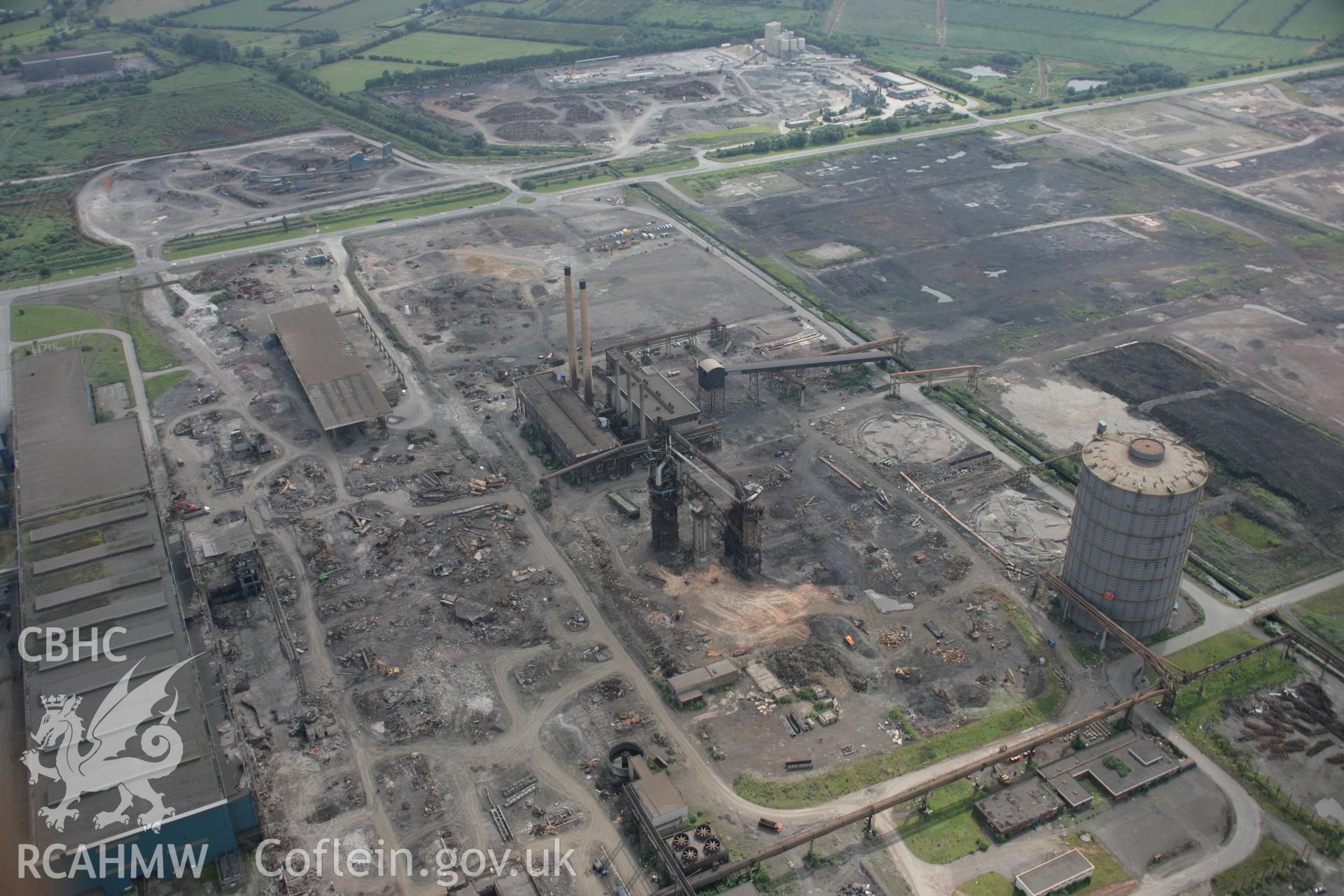 RCAHMW digital colour oblique photograph of Llanwern Steelworks viewed from the north-east following extensive demolition. Taken on 07/07/2005 by T.G. Driver.