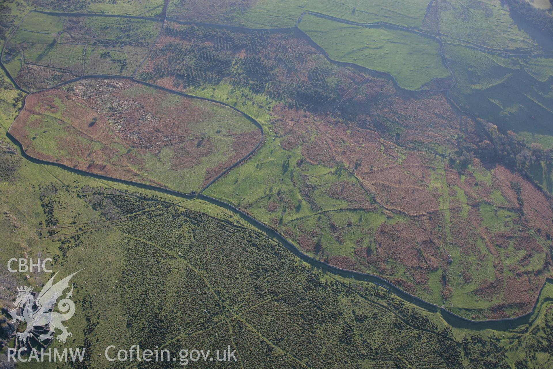 RCAHMW colour oblique aerial photograph of Garreg Fawr Field System from the east. Taken on 21 November 2005 by Toby Driver