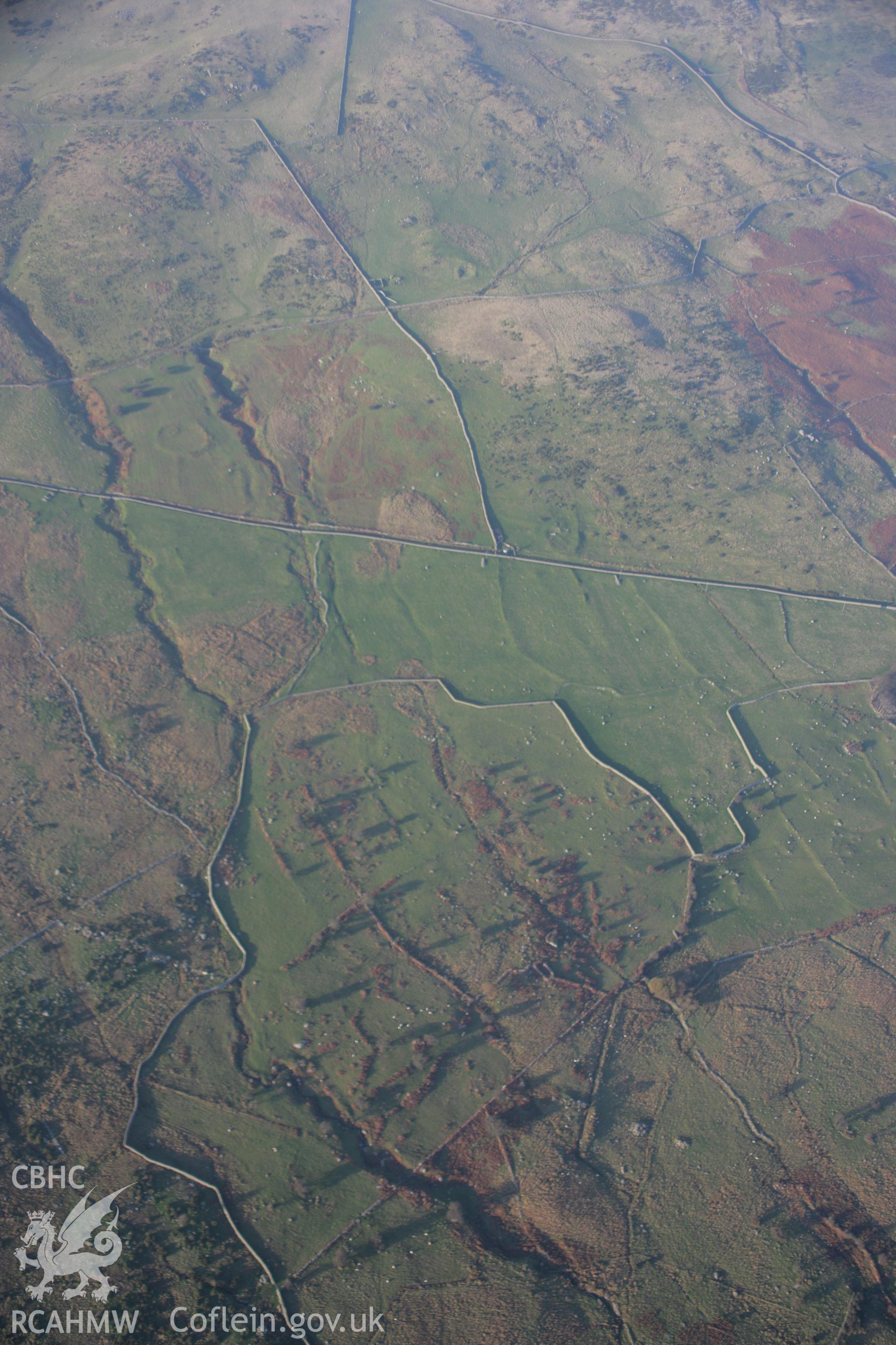 RCAHMW colour oblique aerial photograph of a field system near Maen y Bardd, Rhiw. Taken on 21 November 2005 by Toby Driver