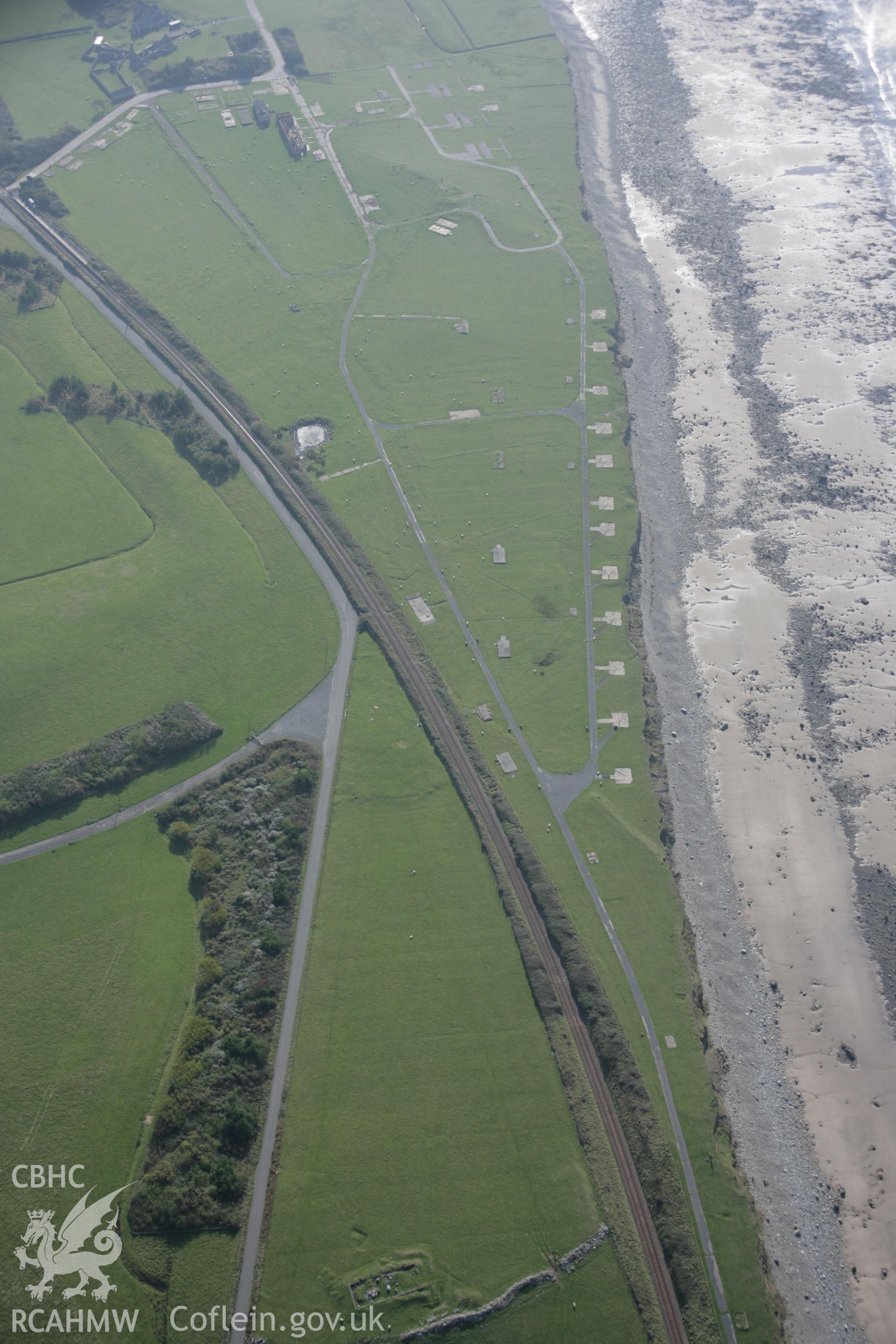 RCAHMW colour oblique aerial photograph of Tonfanau Army Camp. A view of barrack foundations from the north. Taken on 17 October 2005 by Toby Driver