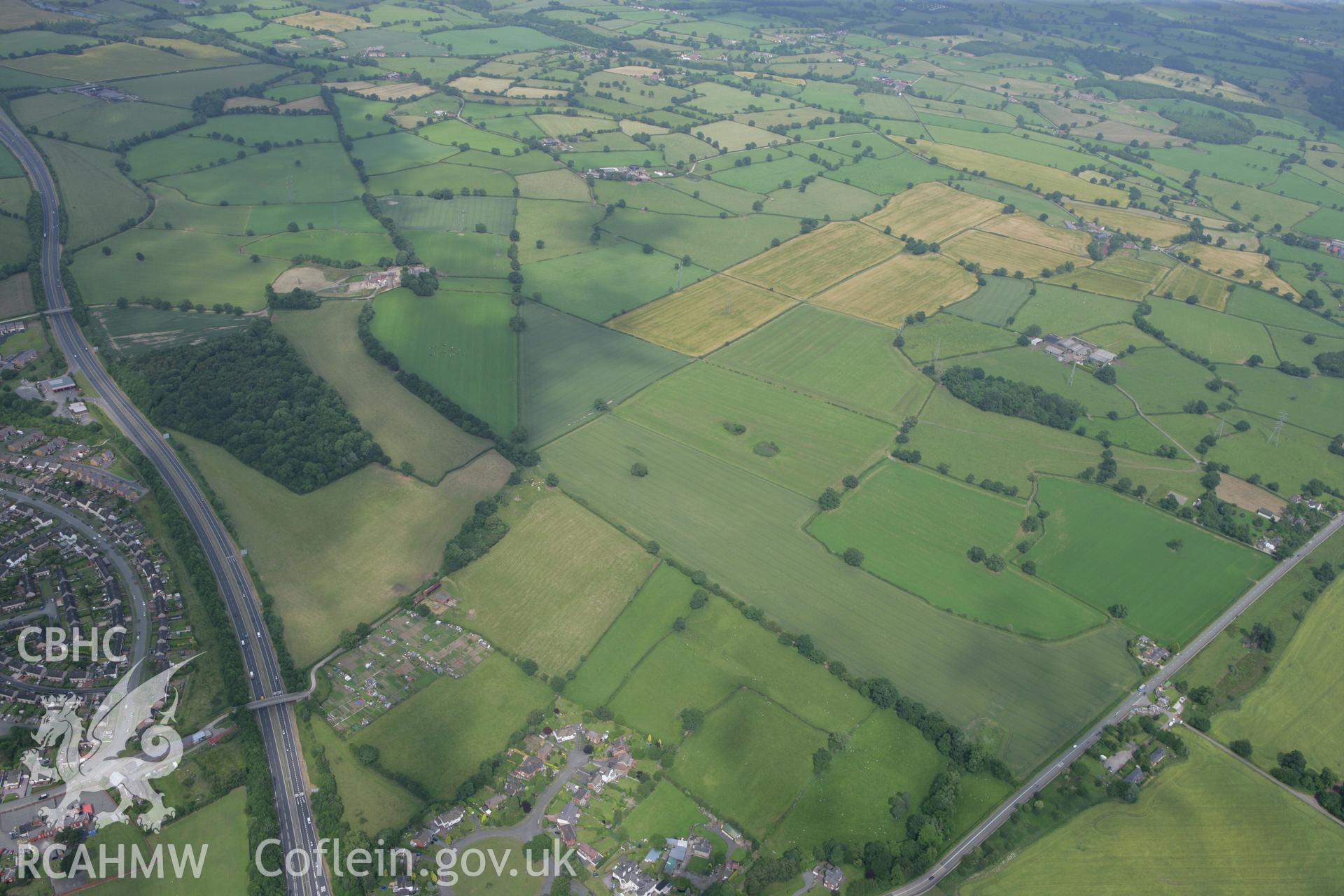 RCAHMW colour oblique photograph of Wat's Dyke, sections from Pentre-Clawdd to Wynnstay Park and from Black-Brook Bridge to Pentre-Clawdd. Taken by Toby Driver on 01/07/2008.