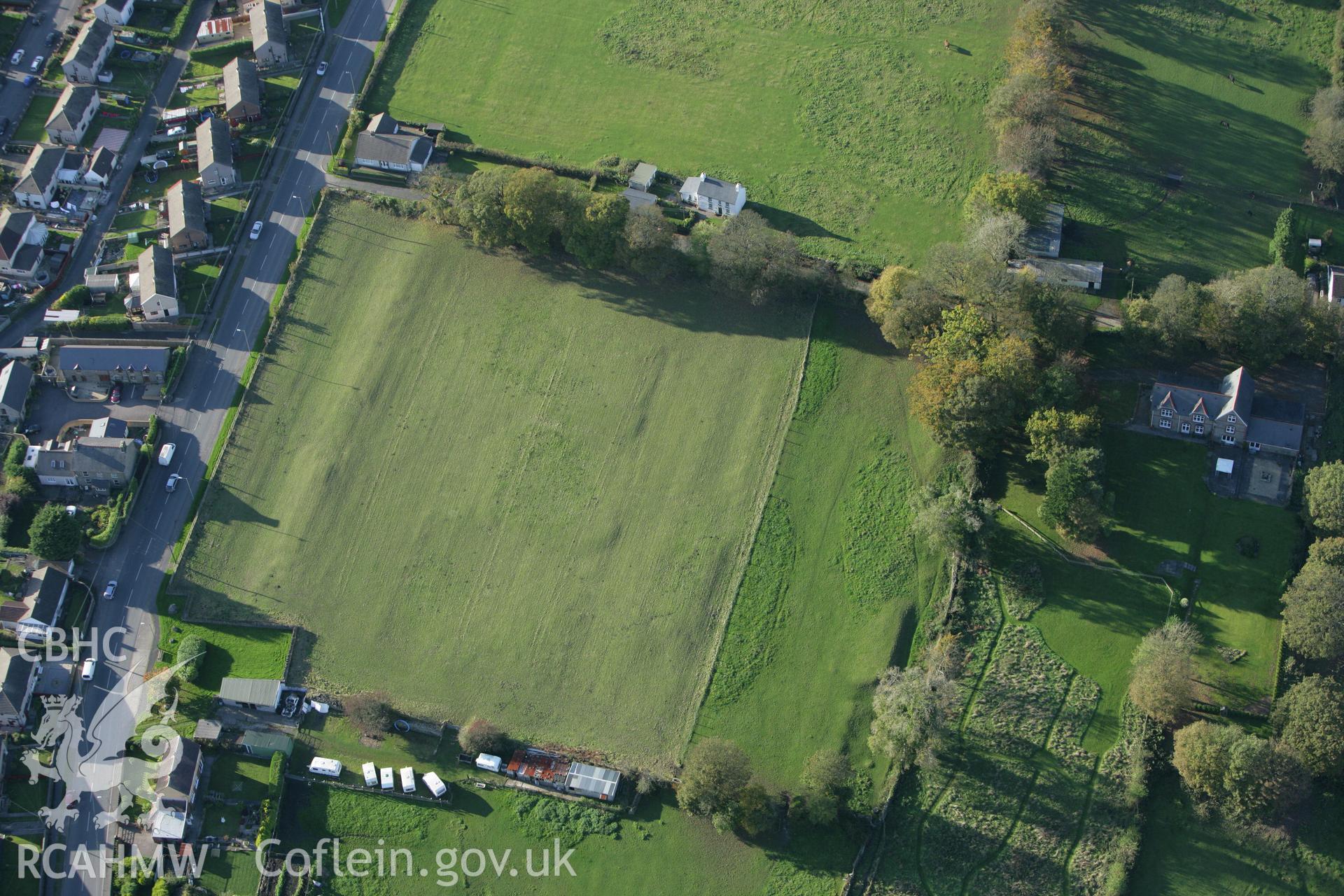 RCAHMW colour oblique photograph of Gelligaer Roman Military Settlement. Taken by Toby Driver on 16/10/2008.