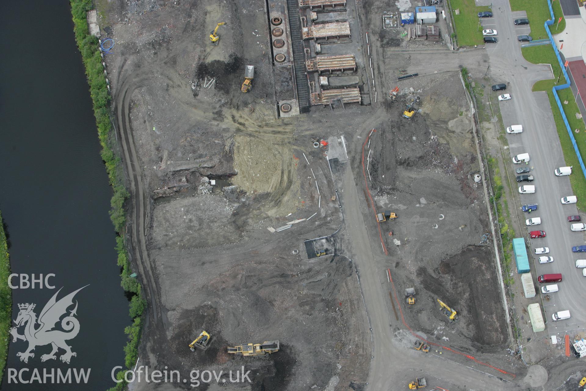 RCAHMW colour oblique photograph of Excavations, Upper Bank Copperworks, Swansea. Taken by Toby Driver on 20/06/2008.