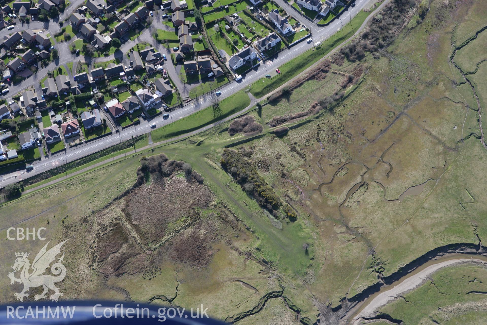 RCAHMW colour oblique photograph of Penclawdd Canal Sea Dock. Taken by Toby Driver on 04/03/2008.