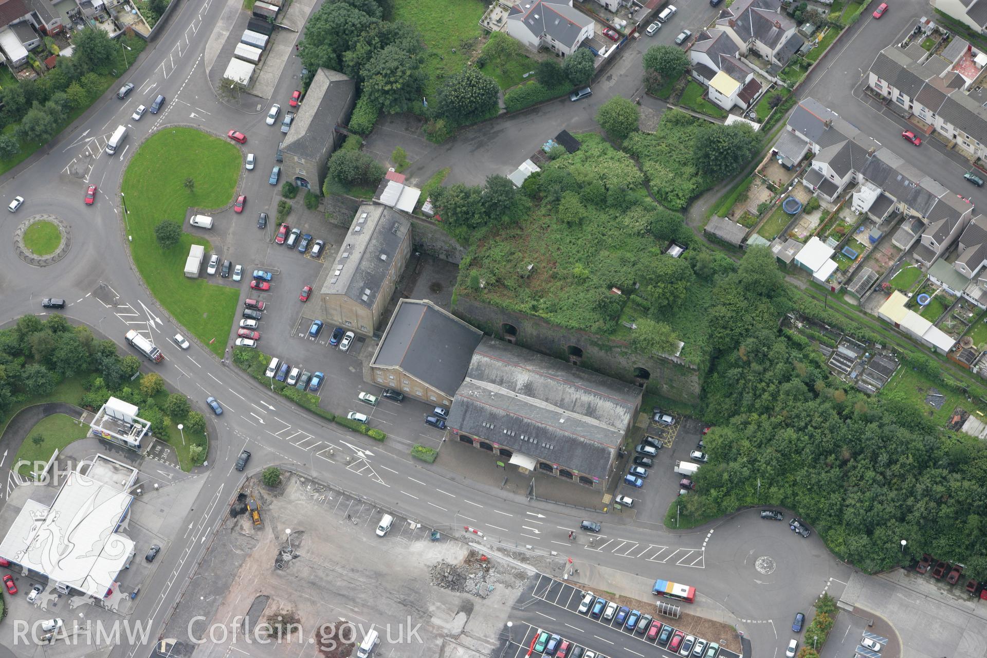 RCAHMW colour oblique photograph of Gadlys Ironworks, Aberdare. Taken by Toby Driver on 12/09/2008.