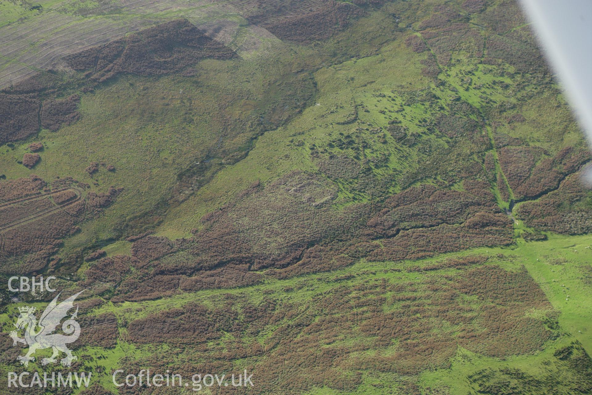 RCAHMW colour oblique photograph of Fforest Gwladys Practice Camp. Taken by Toby Driver on 16/10/2008.