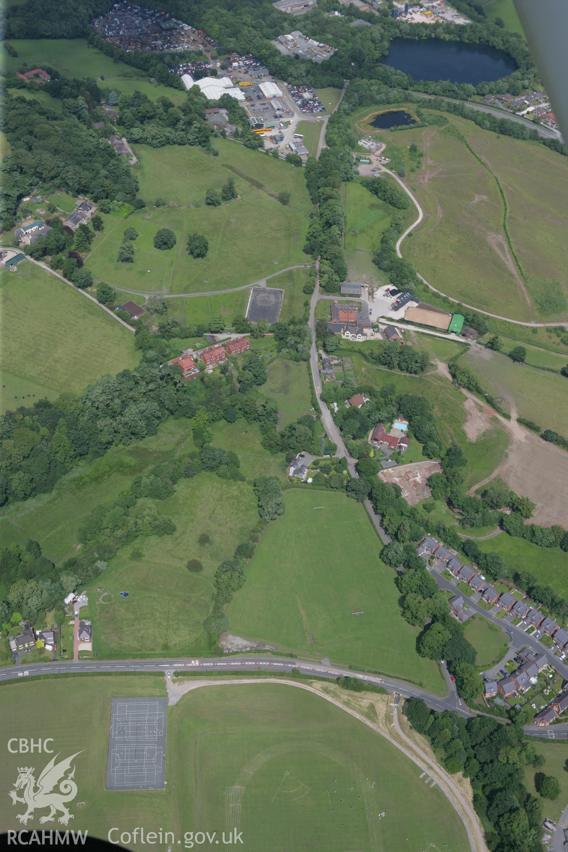 RCAHMW colour oblique photograph of Offa's dyke sections south-west from Tatham bridge and at Y Gradden. Taken by Toby Driver on 01/07/2008.