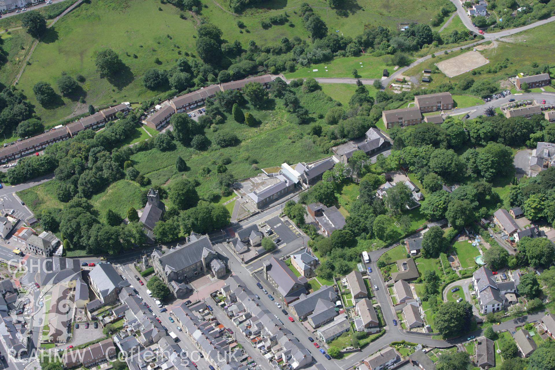 RCAHMW colour oblique photograph of Blaenavon Workmens' Hall and Institute. Taken by Toby Driver on 21/07/2008.