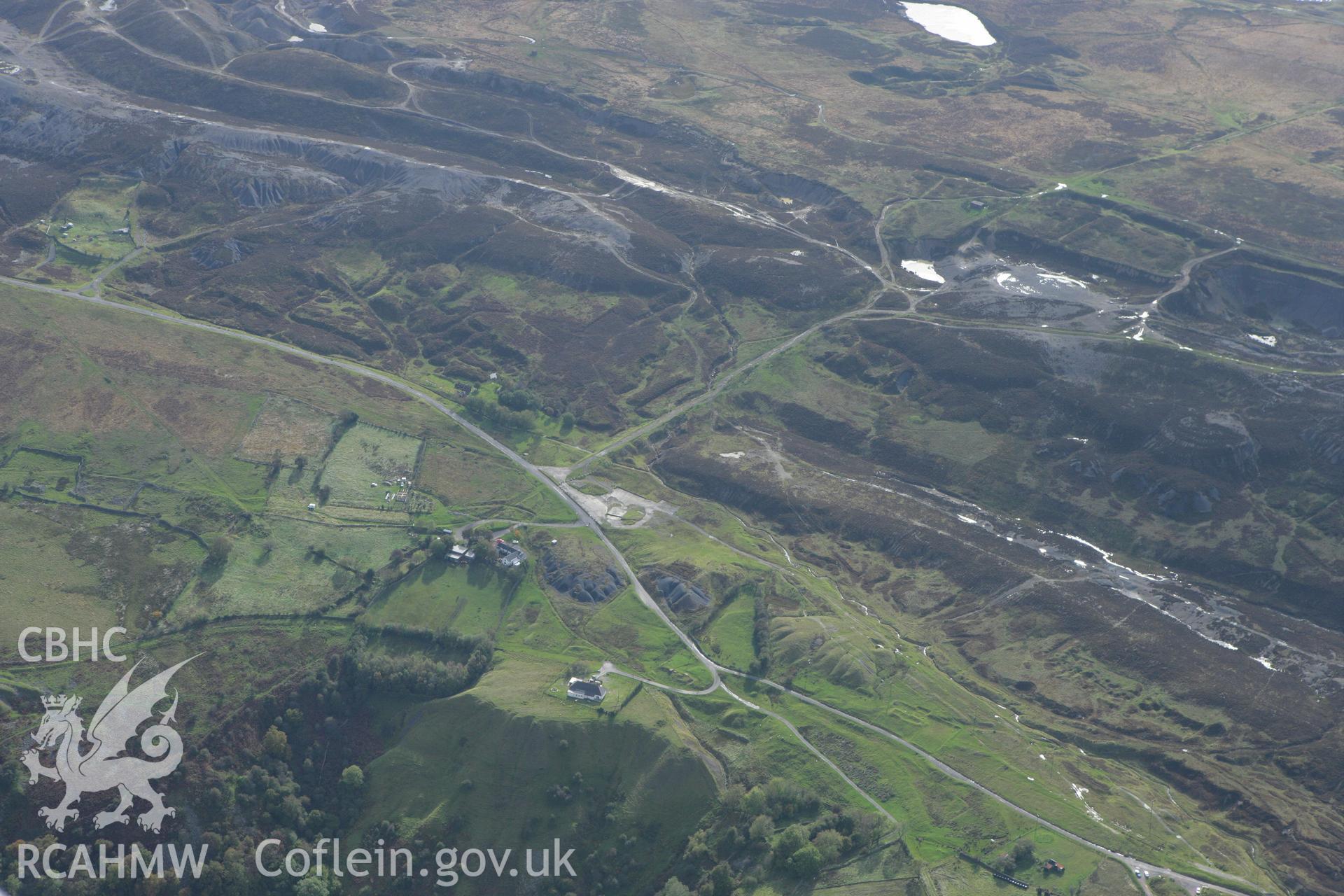 RCAHMW colour oblique photograph of Hills Tramroad: Pwll Du Tunnel North Portal and Dyne Steel's Incline, Blaenavon. Taken by Toby Driver on 10/10/2008.