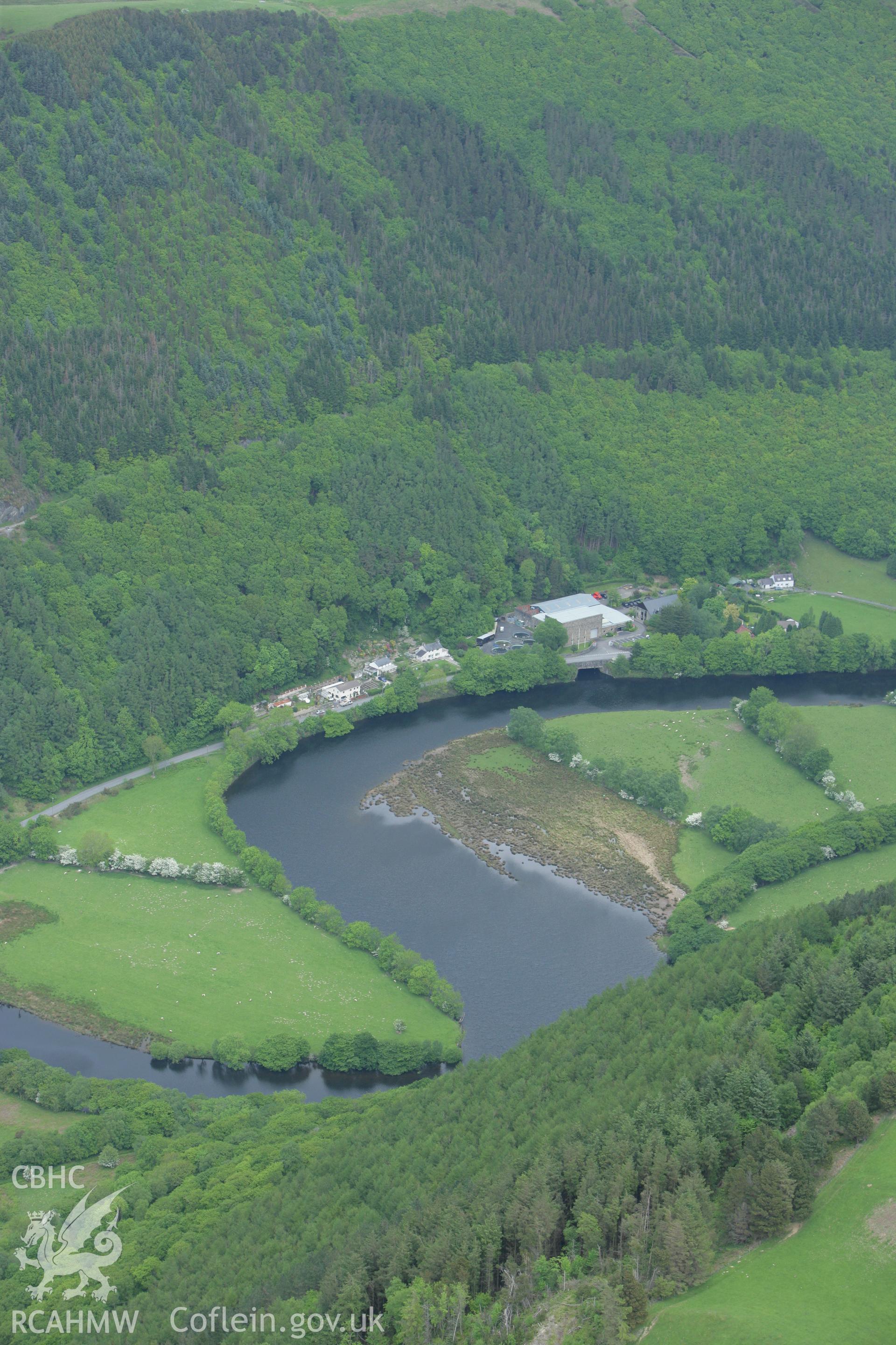 RCAHMW colour oblique photograph of Cwm Rheidol Power Station, part of the Rheidol Hydro-Electric Scheme. Taken by Toby Driver on 20/05/2008.