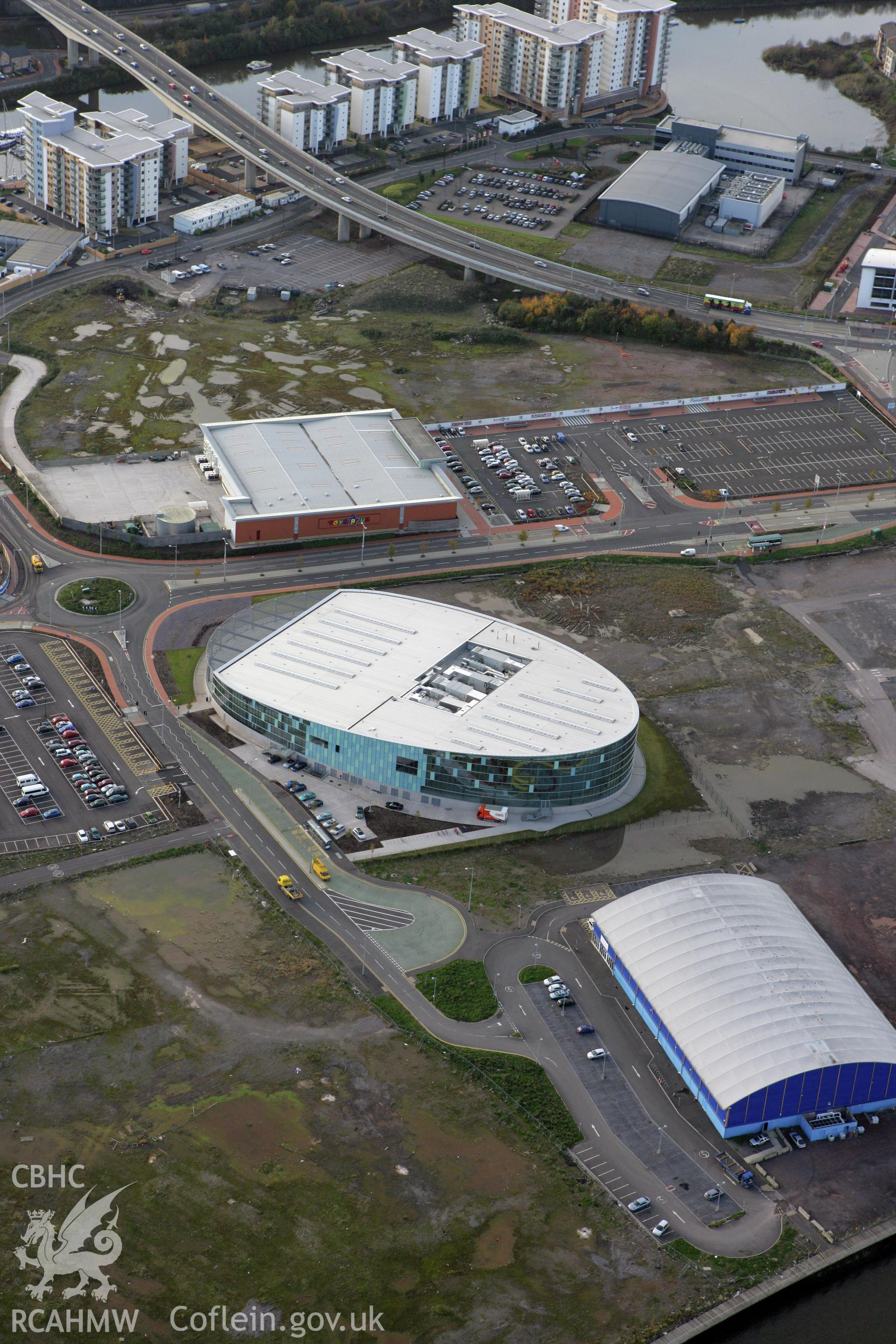 RCAHMW colour oblique photograph of Cardiff International Pool,. Taken by Toby Driver on 12/11/2008.