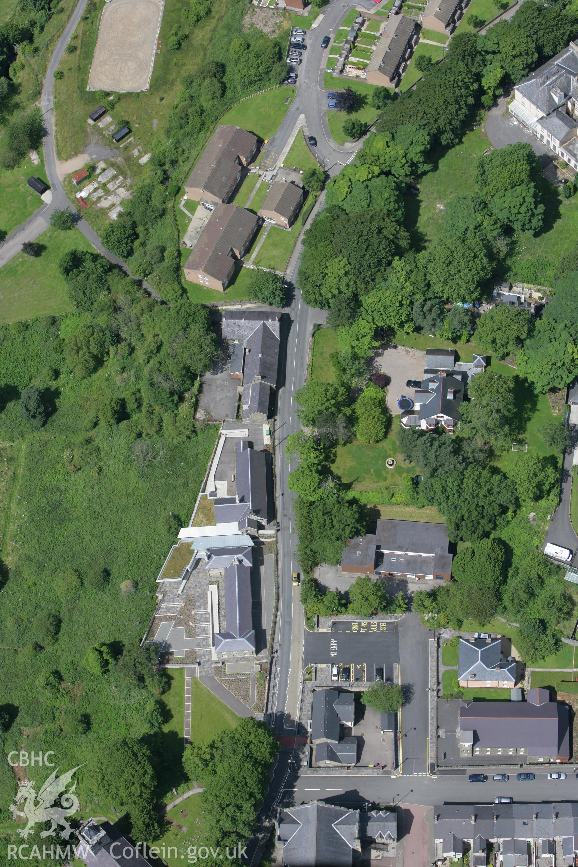 RCAHMW colour oblique photograph of Church Street, Blaenavon, view from the east. Taken by Toby Driver on 21/07/2008.