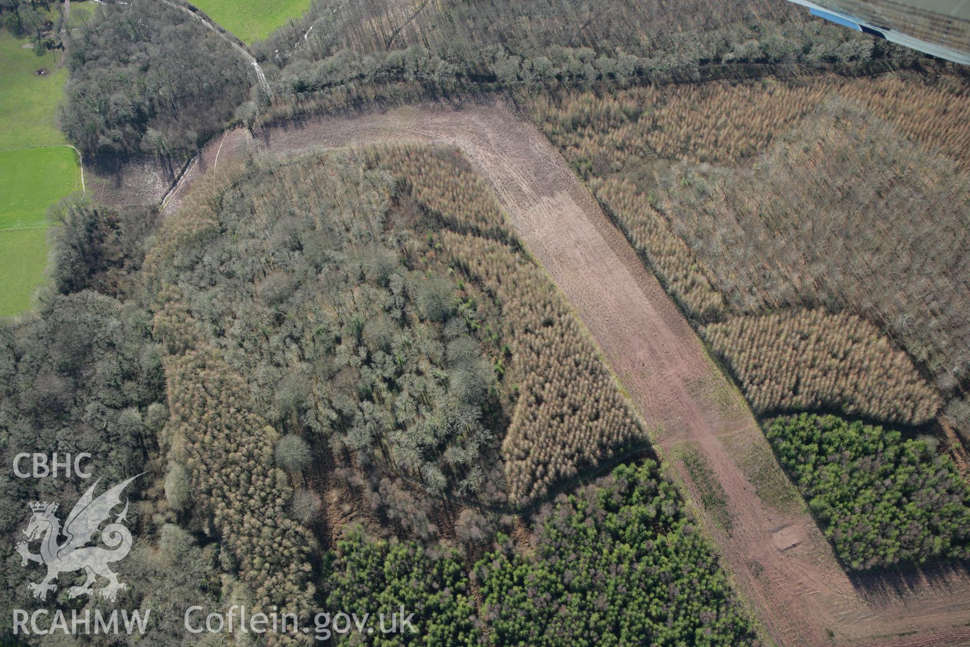 RCAHMW colour oblique photograph of Canaston Wood Camp. Taken by Toby Driver on 04/03/2008.