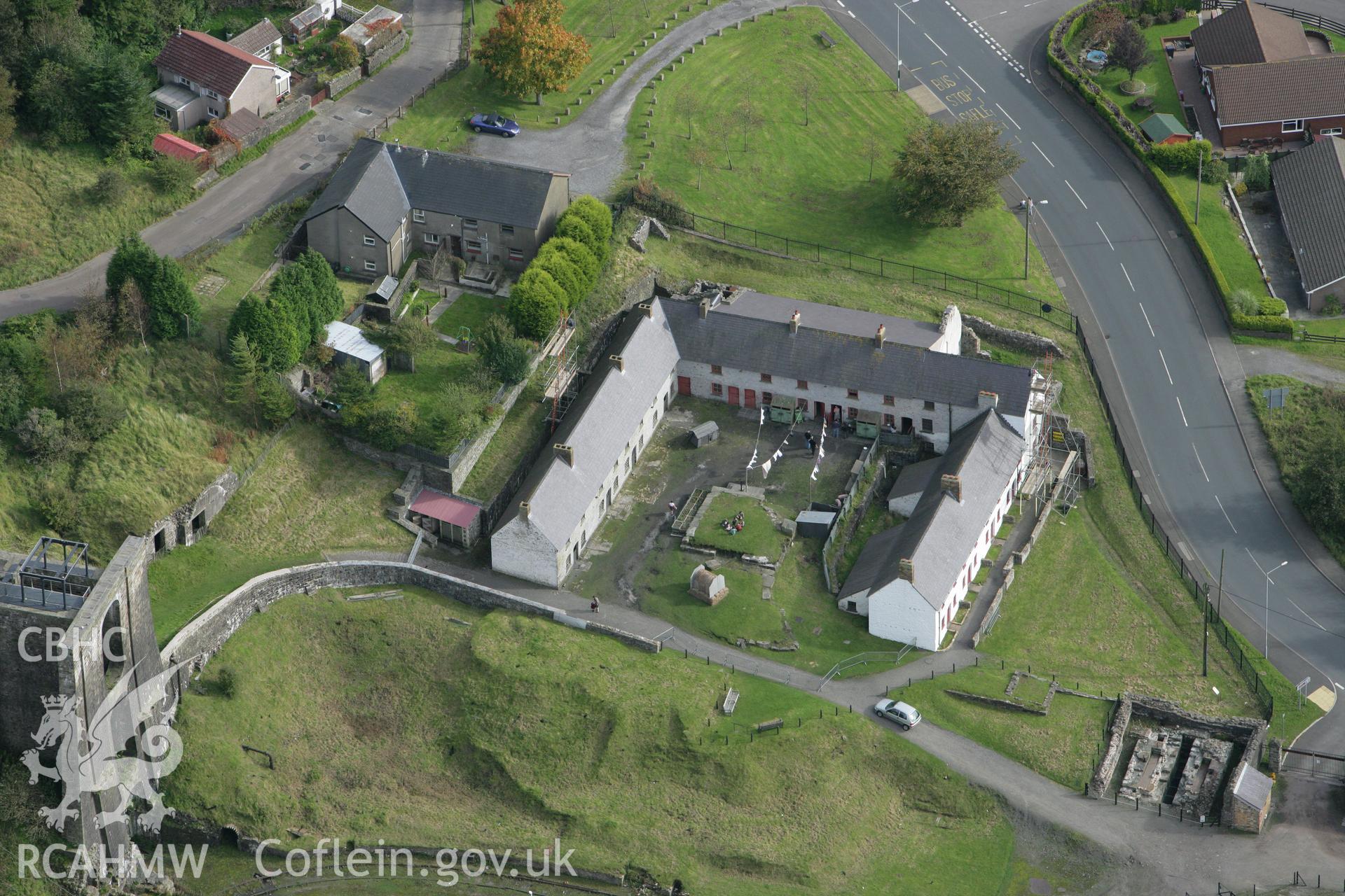 RCAHMW colour oblique photograph of Stack Square, Blaenavon, during the BBC Wales 'Coal House' series. Taken by Toby Driver on 10/10/2008.