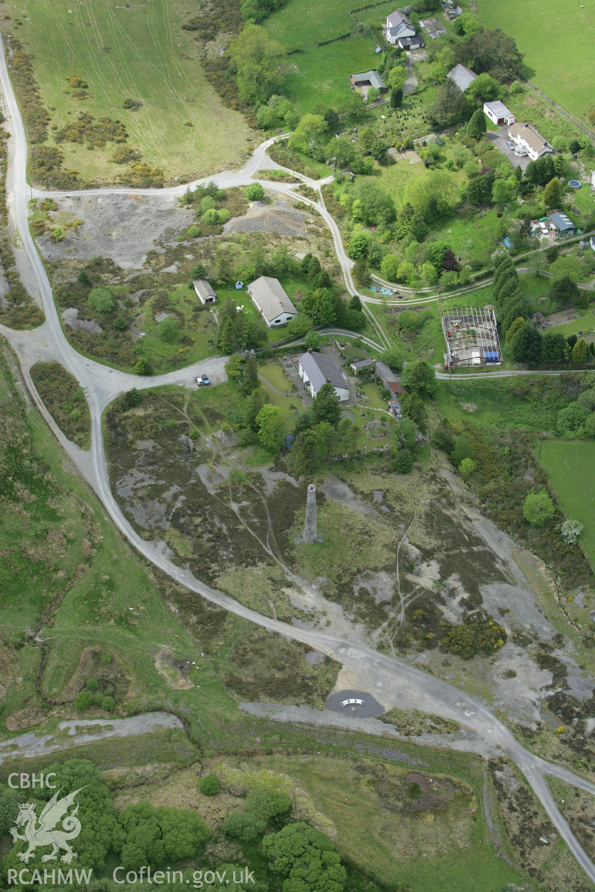 RCAHMW colour oblique photograph of Cwmsymlog Lead Mine. Taken by Toby Driver on 20/05/2008.