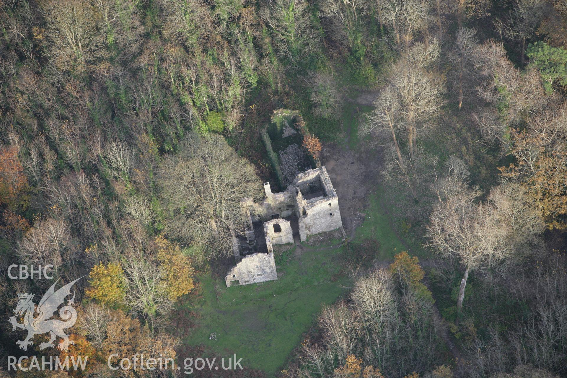 RCAHMW colour oblique photograph of Candleston Castle. Taken by Toby Driver on 12/11/2008.