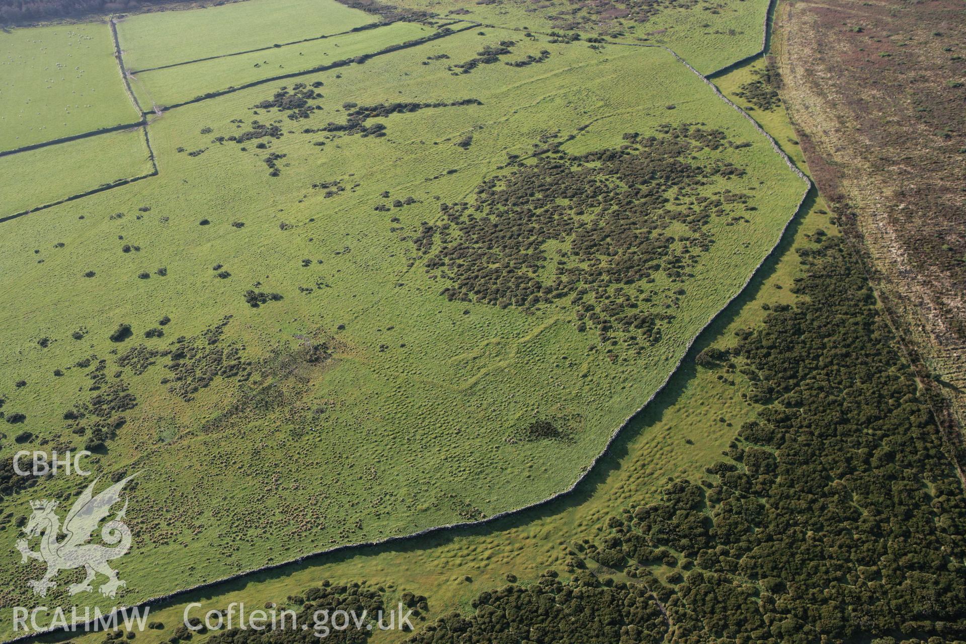 RCAHMW colour oblique photograph of Fagwr-Fran Settlement Features and Field System. Taken by Toby Driver on 15/12/2008.