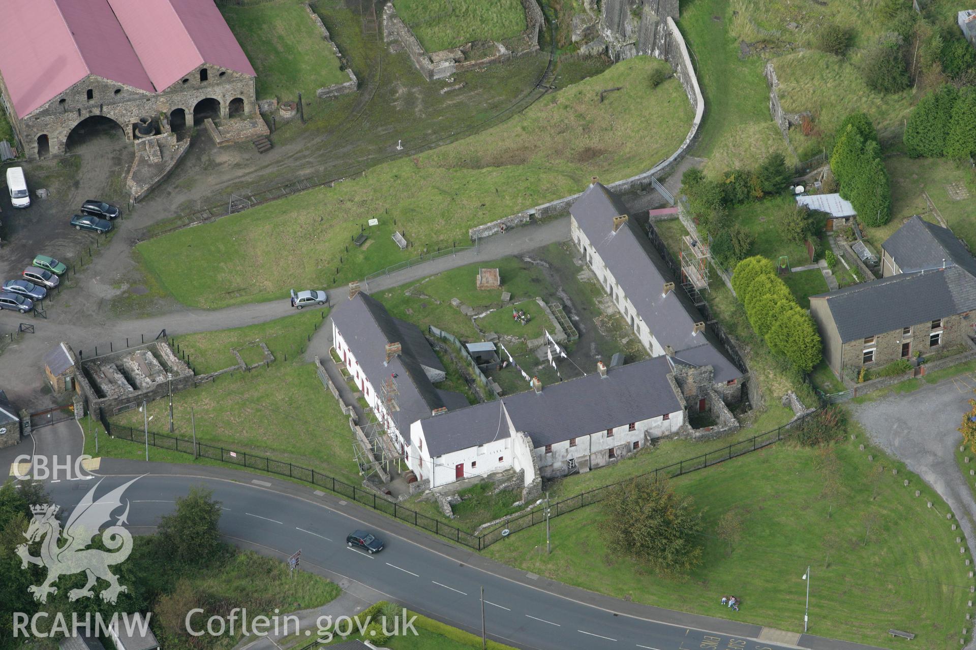 RCAHMW colour oblique photograph of Stack Square, Blaenavon, during the BBC Wales 'Coal House' series. Taken by Toby Driver on 10/10/2008.