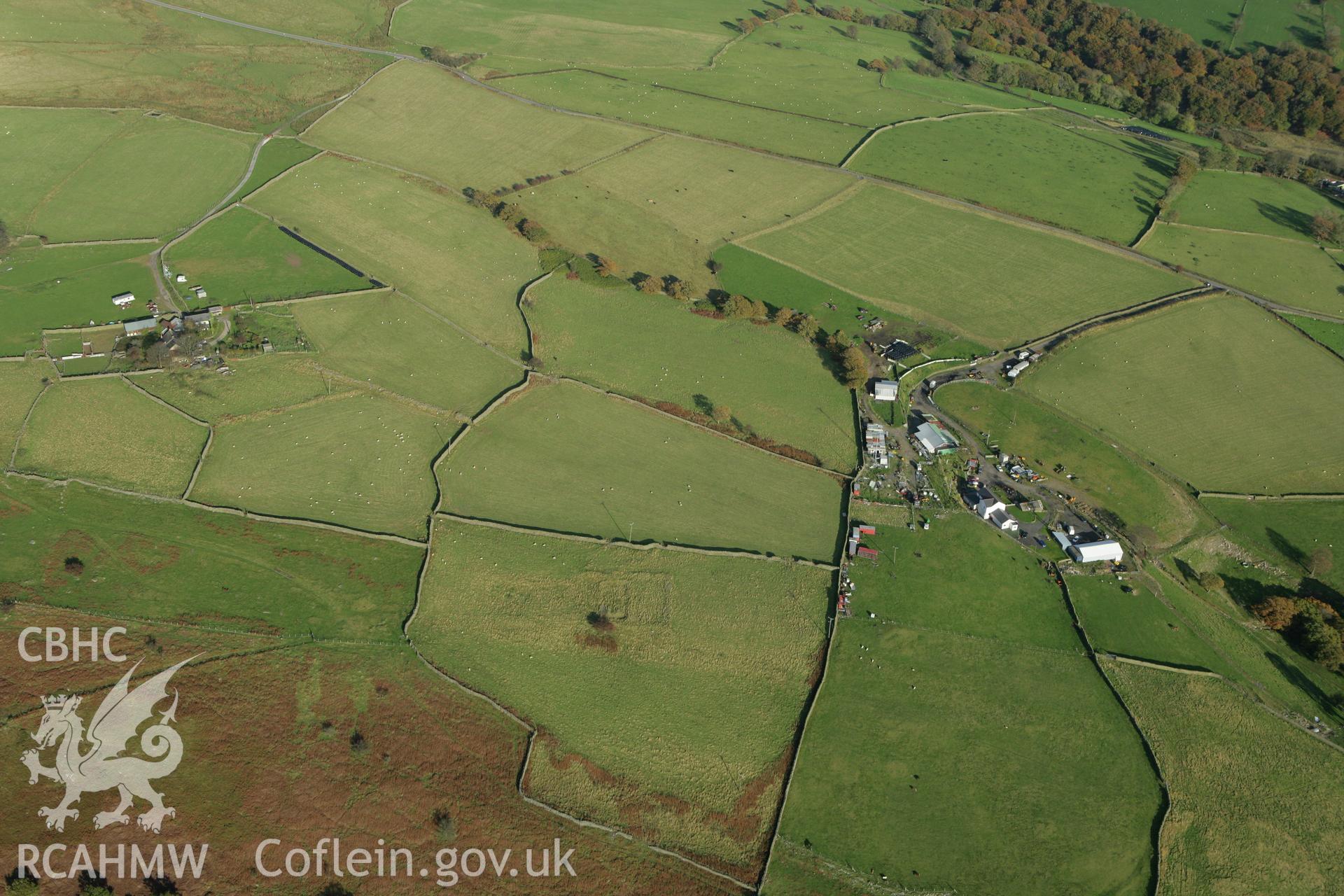 RCAHMW colour oblique photograph of Col-y-uchaf Platform Houses. Taken by Toby Driver on 16/10/2008.