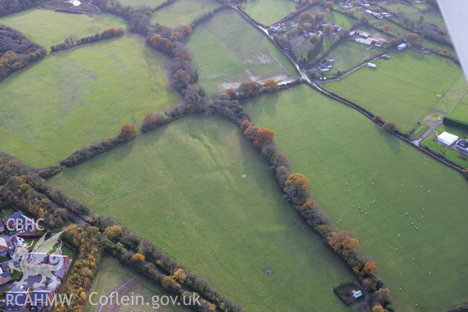 RCAHMW colour oblique photograph of Cogan Deserted Medieval Village. Taken by Toby Driver on 12/11/2008.