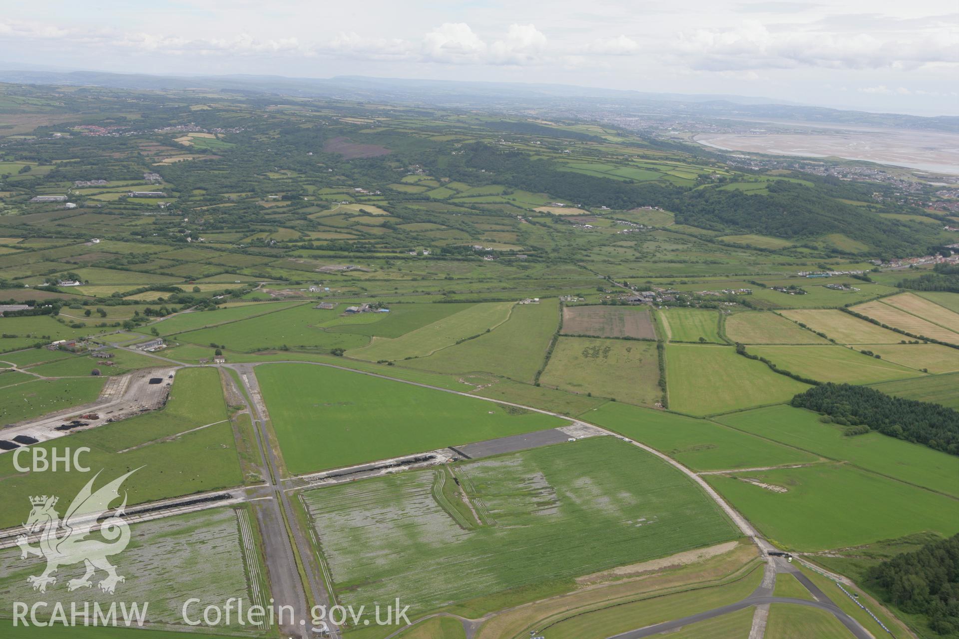 RCAHMW colour oblique photograph of Pembrey Airfield. Taken by Toby Driver on 20/06/2008.