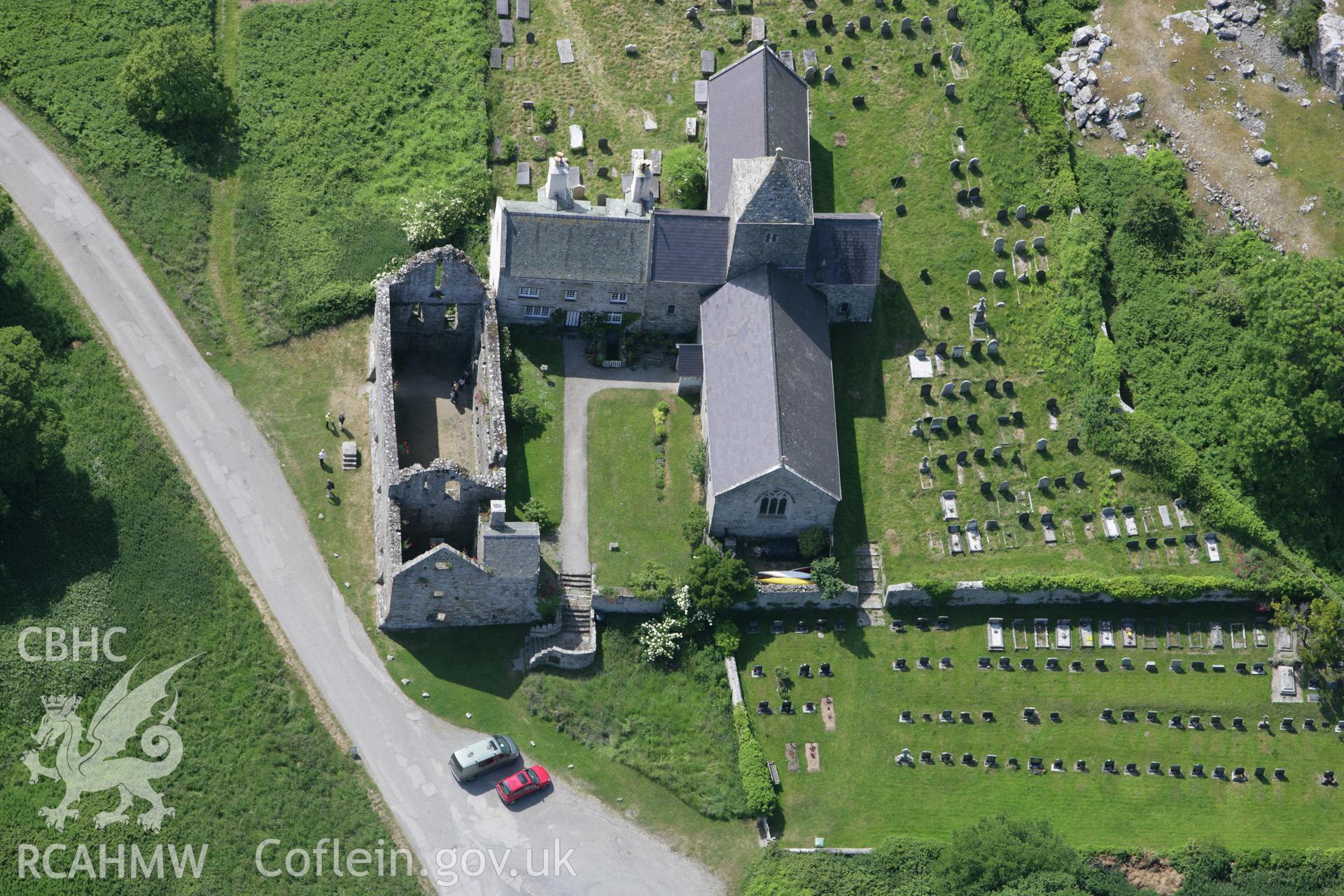 RCAHMW colour oblique photograph of Penmon Priory and Dovecote. Taken by Toby Driver on 13/06/2008.