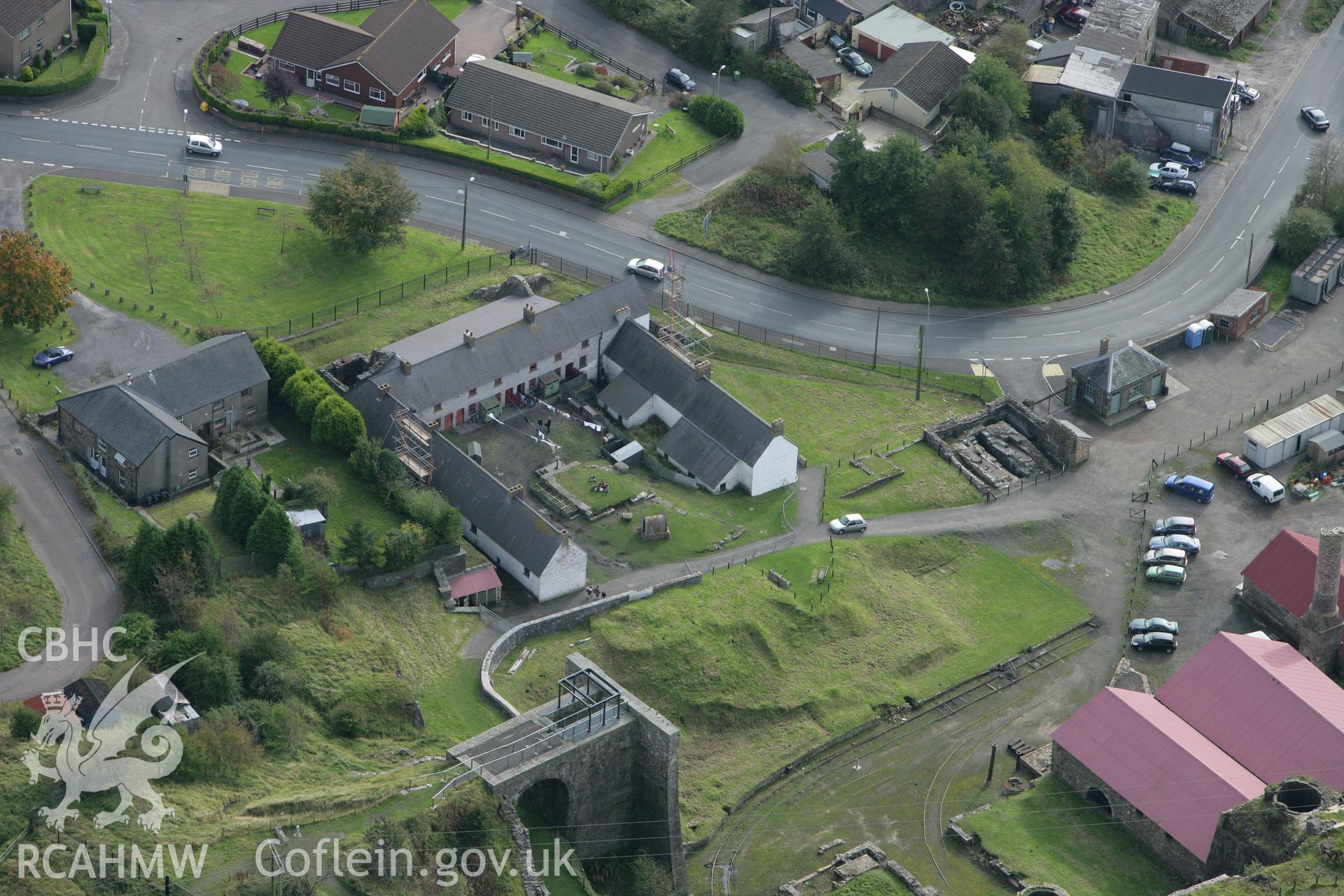 RCAHMW colour oblique photograph of Stack Square, Blaenavon, during the BBC Wales 'Coal House' series. Taken by Toby Driver on 10/10/2008.