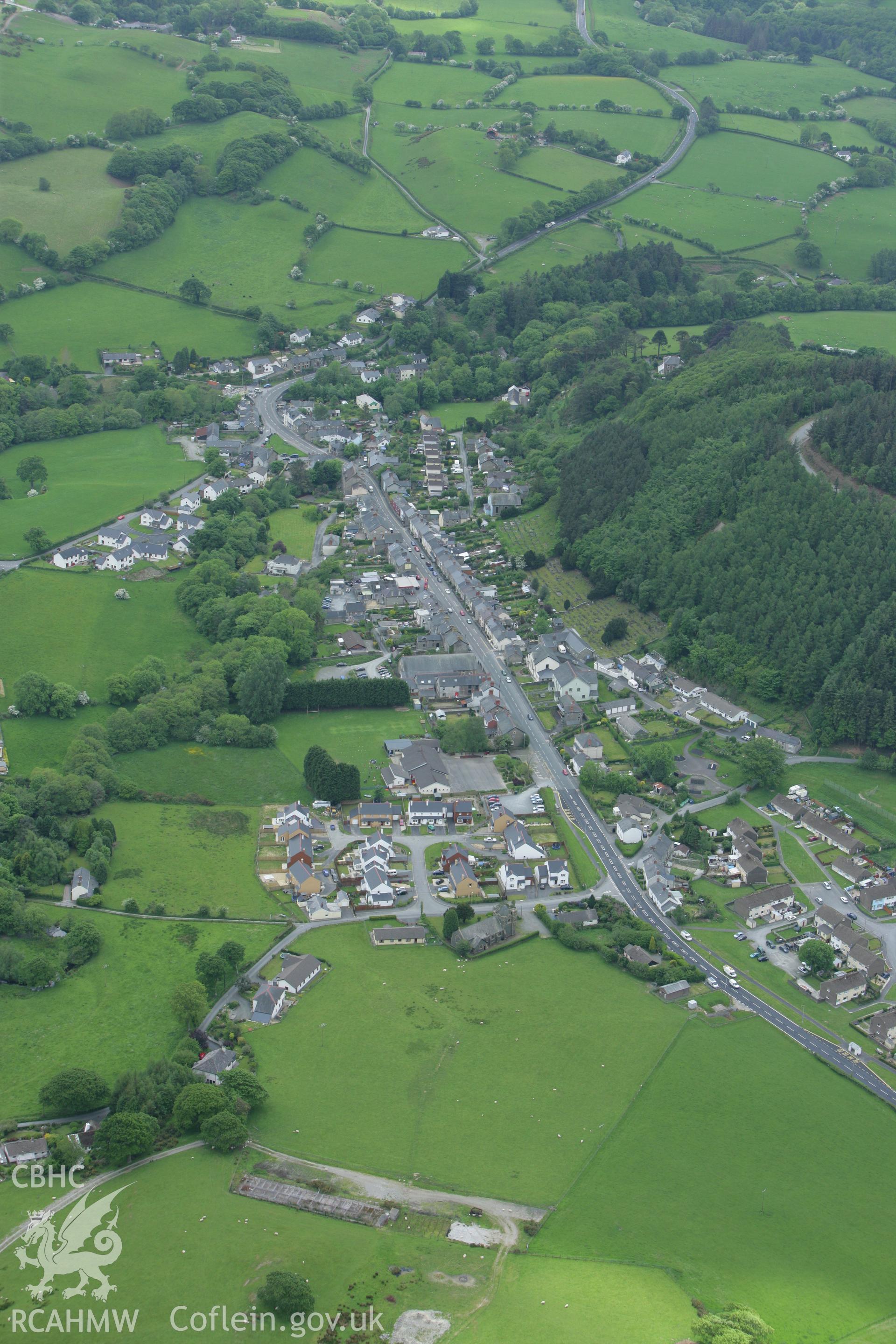 RCAHMW colour oblique photograph of Talybont, Ceredigion. Taken by Toby Driver on 20/05/2008.