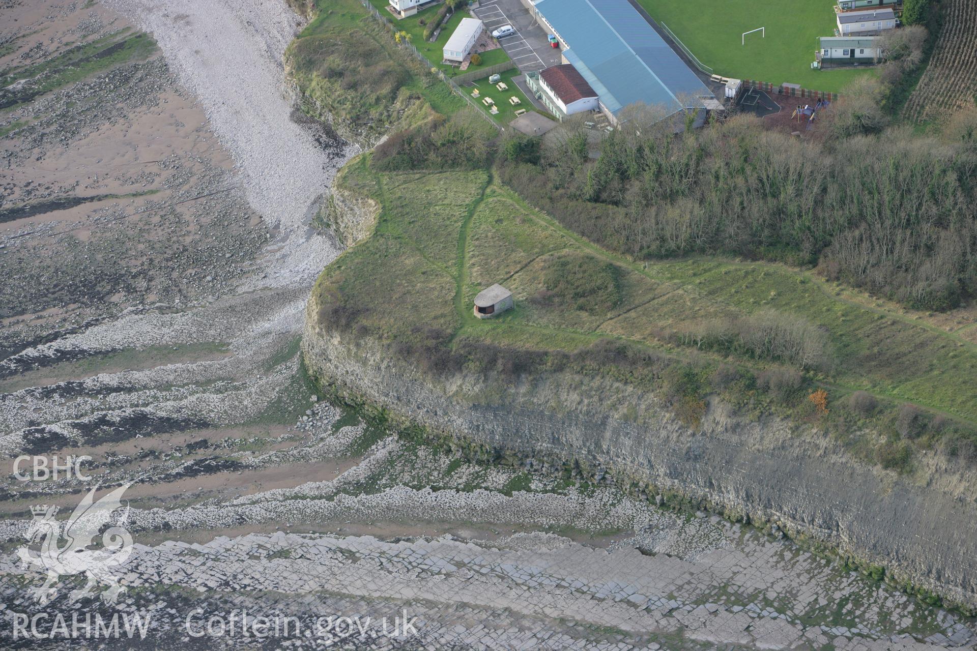 RCAHMW colour oblique photograph of St Mary's Well Bay Searchlight Battery. Taken by Toby Driver on 12/11/2008.