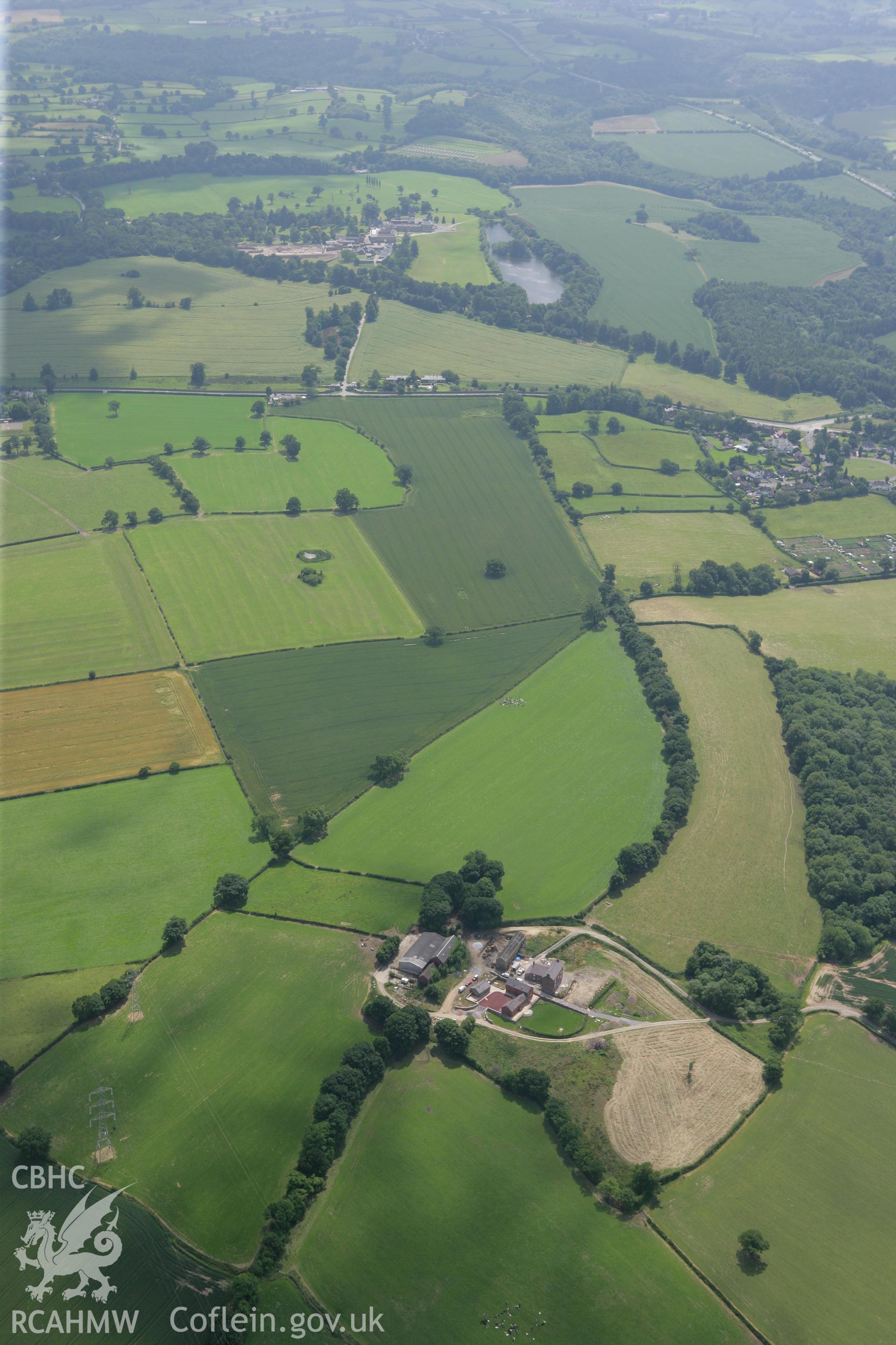 RCAHMW colour oblique photograph of Wat's Dyke, section extending from Pentre-Clawdd to Wynnstay Park. Taken by Toby Driver on 01/07/2008.