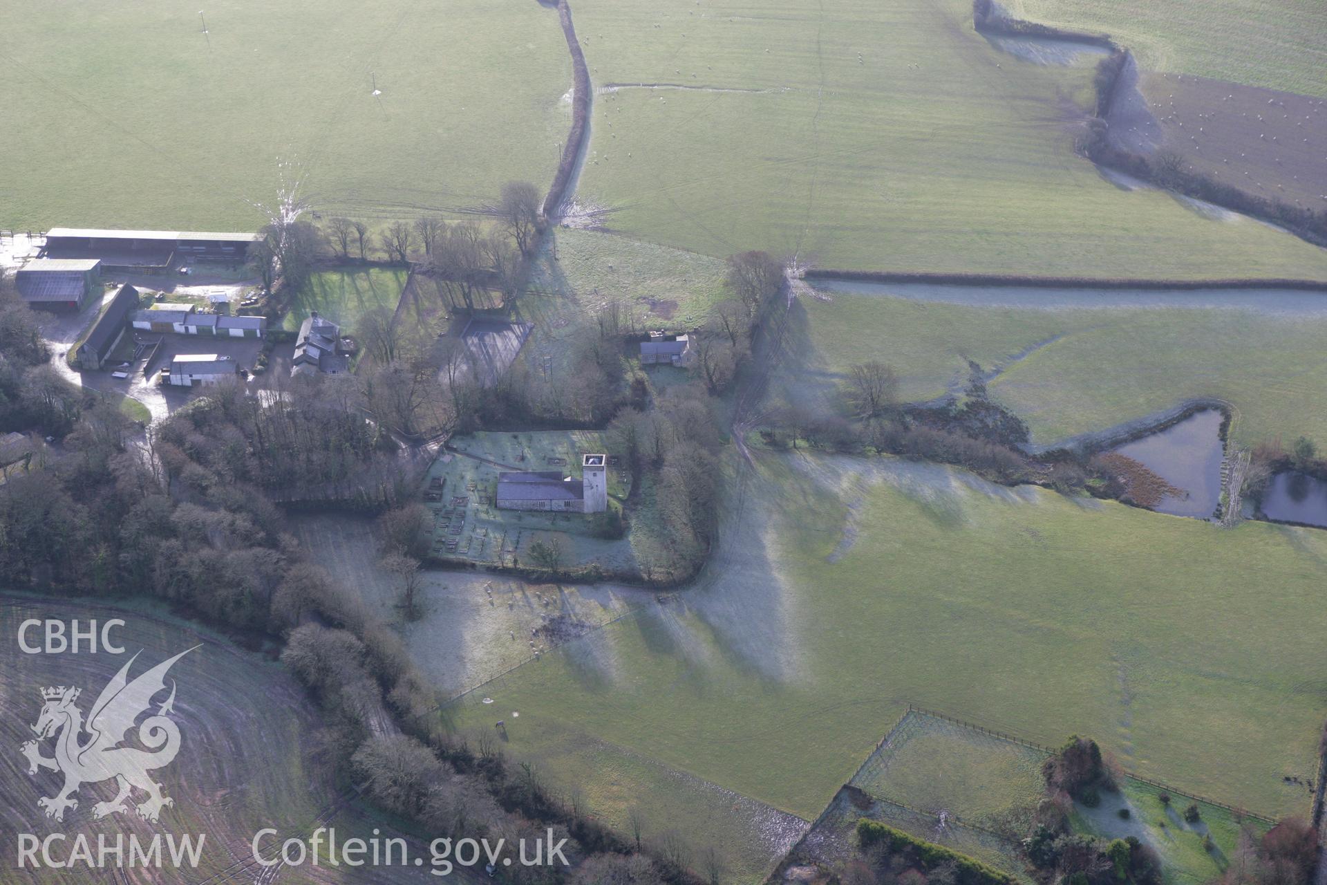 RCAHMW colour oblique photograph of St Michael's Church, Rudbaxton. Taken by Toby Driver on 15/12/2008.