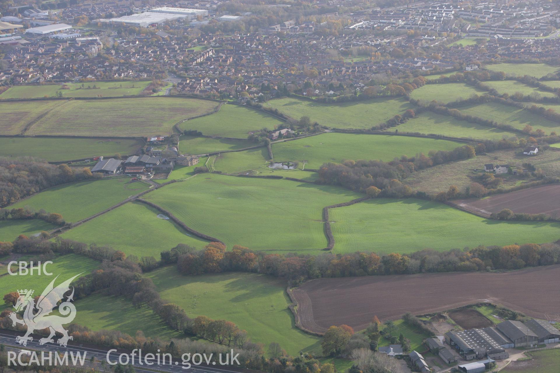 RCAHMW colour oblique photograph of Pant-teg Cottage, looking south over Pontprennau and Pentwyn. Taken by Toby Driver on 12/11/2008.