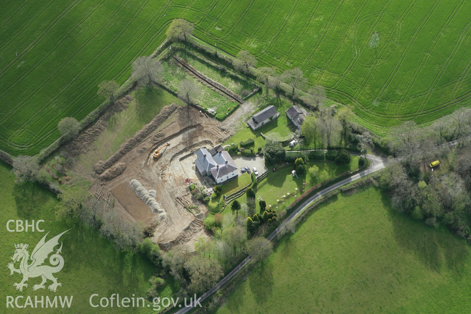 RCAHMW colour oblique photograph of Manordieif, old rectory. Taken by Toby Driver on 24/04/2008.