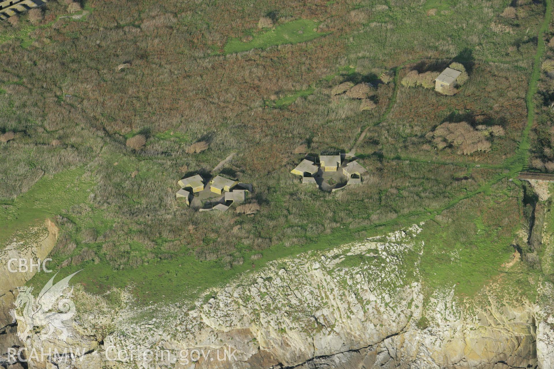 RCAHMW colour oblique photograph of Flat Holm Coastal and Anti-aircraft Defences. Taken by Toby Driver on 12/11/2008.