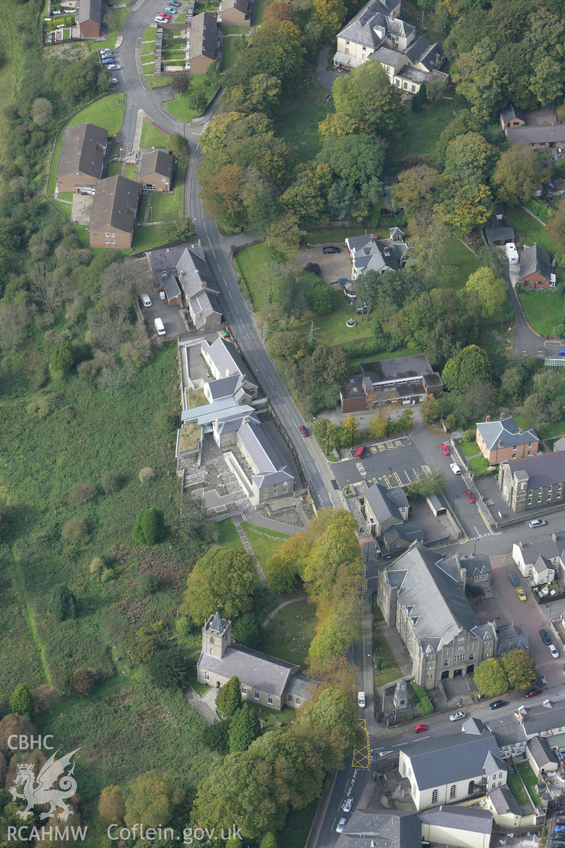 RCAHMW colour oblique photograph of St Peter's Church, Church Road, Blaenavon. Taken by Toby Driver on 10/10/2008.