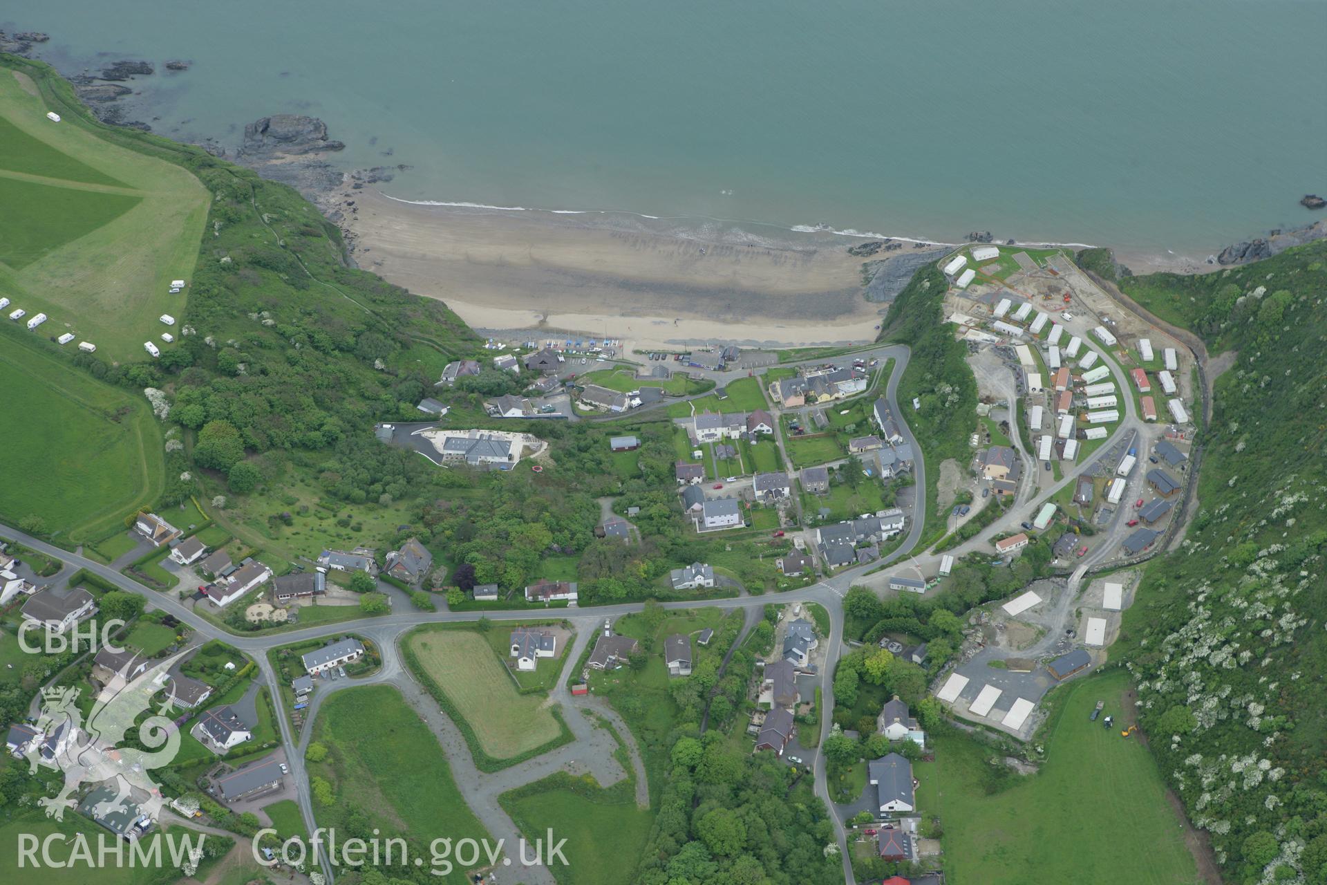 RCAHMW colour oblique photograph of Tresaith. Taken by Toby Driver on 20/05/2008.