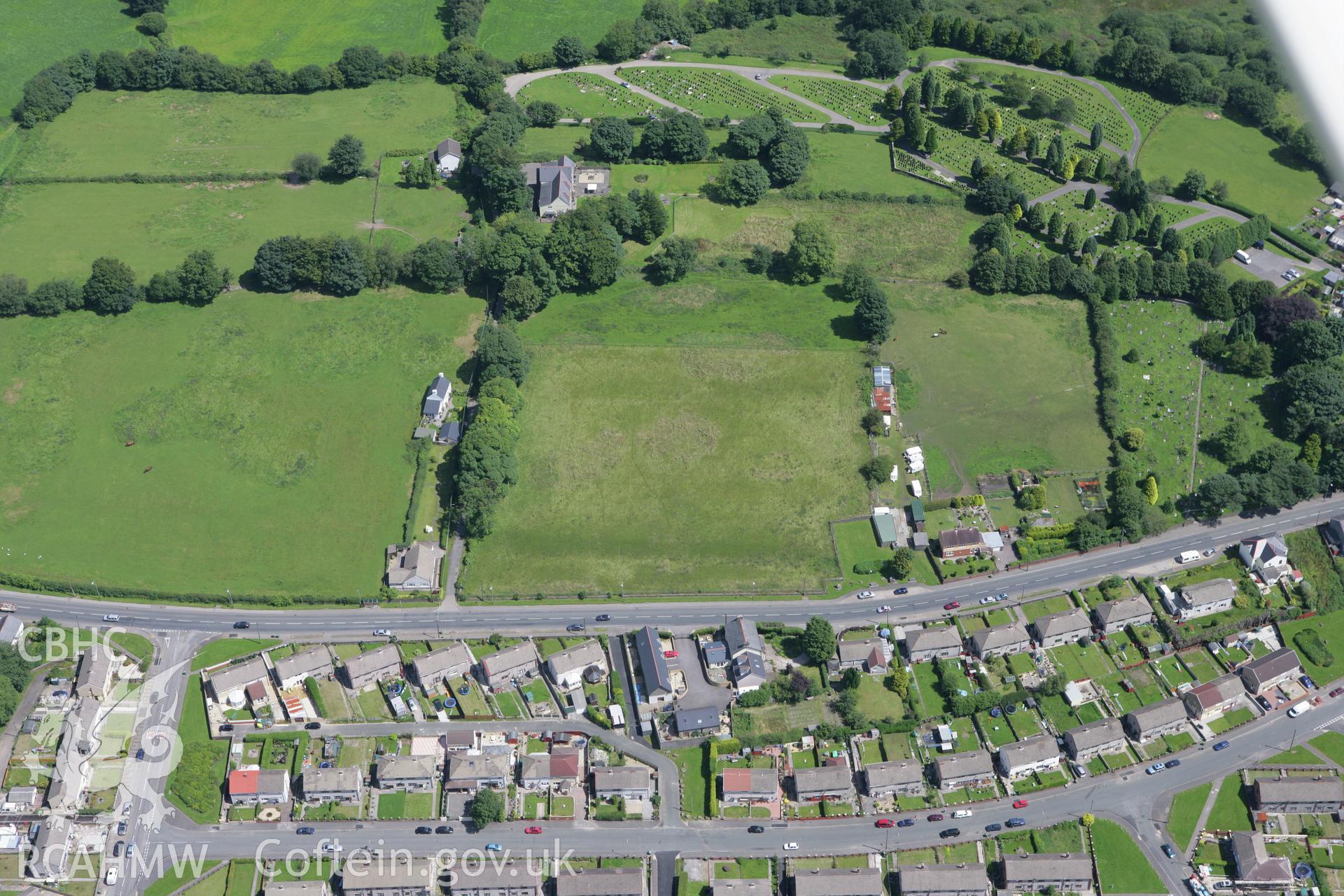 RCAHMW colour oblique photograph of Gelligaer Roman Military Settlement. Taken by Toby Driver on 21/07/2008.