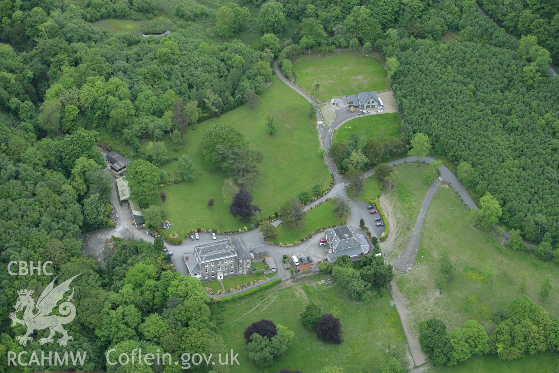 RCAHMW colour oblique photograph of Plas Cwn Cynfelin, Llangorwen. Taken by Toby Driver on 20/05/2008.