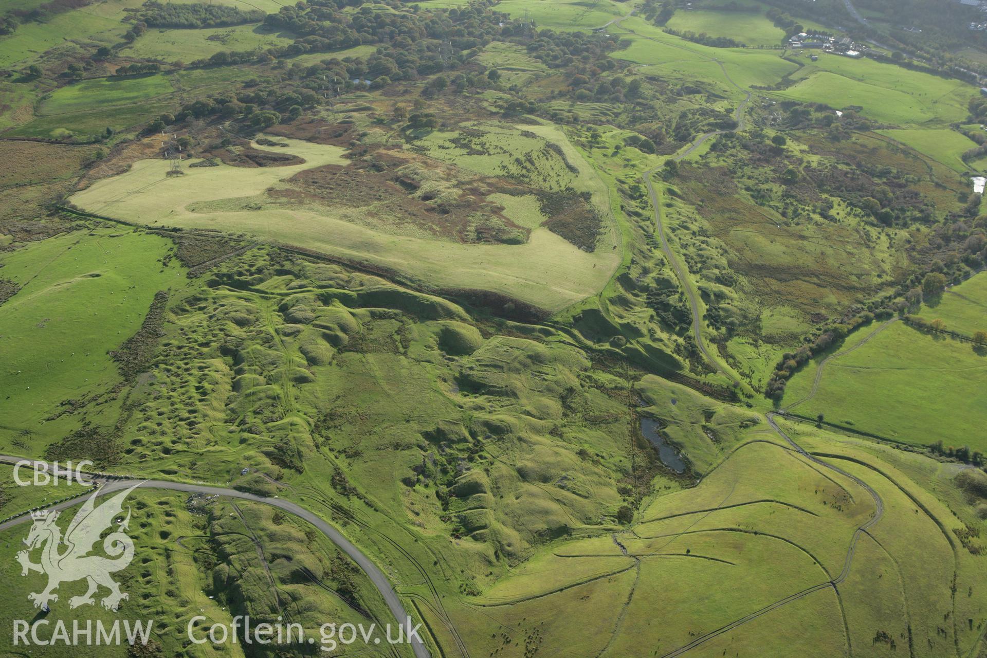 RCAHMW colour oblique photograph of Deserted Mining Village, Ffos-y-fran. Taken by Toby Driver on 16/10/2008.