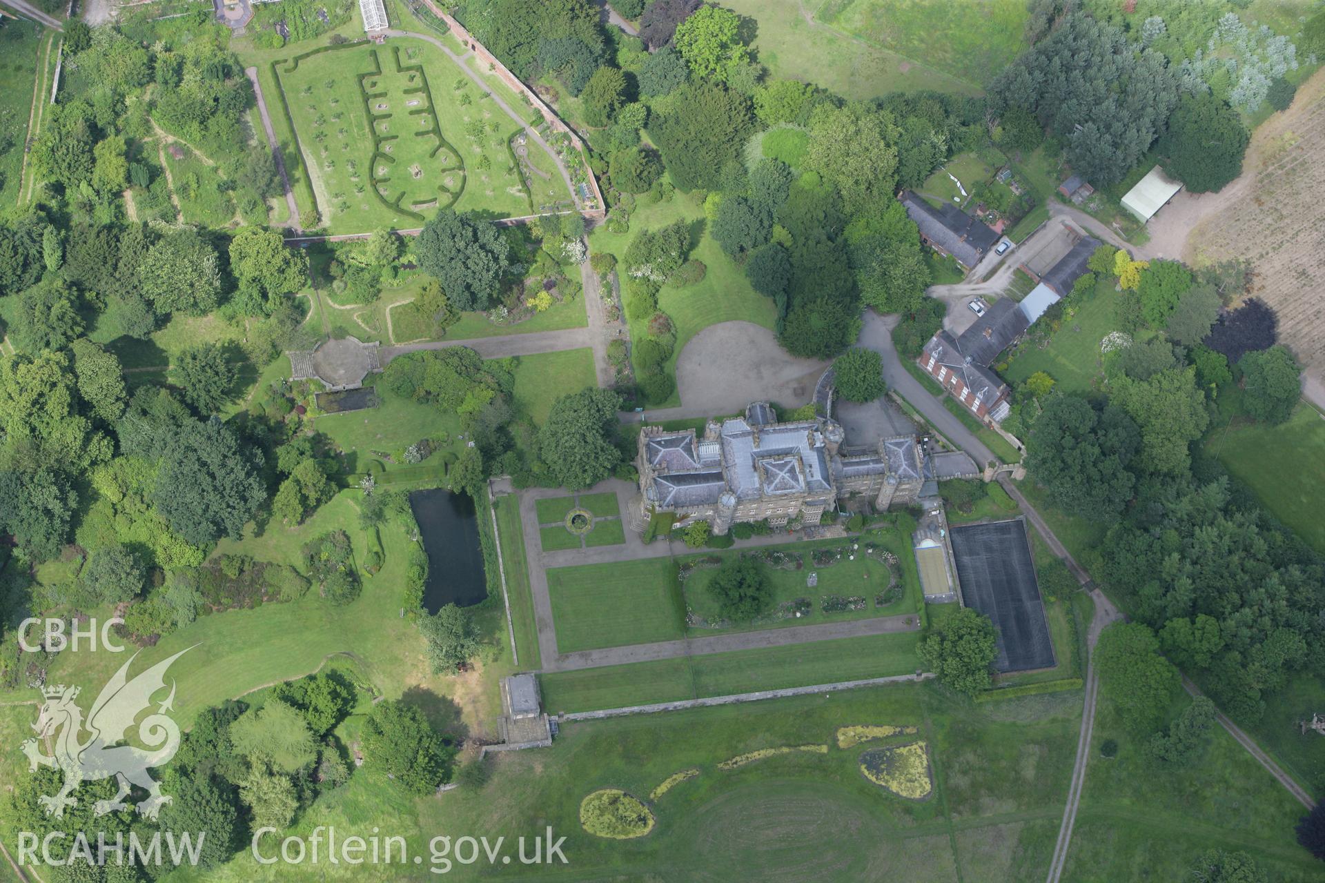 RCAHMW colour oblique photograph of Hawarden Castle, Hawarden. Taken by Toby Driver on 01/07/2008.