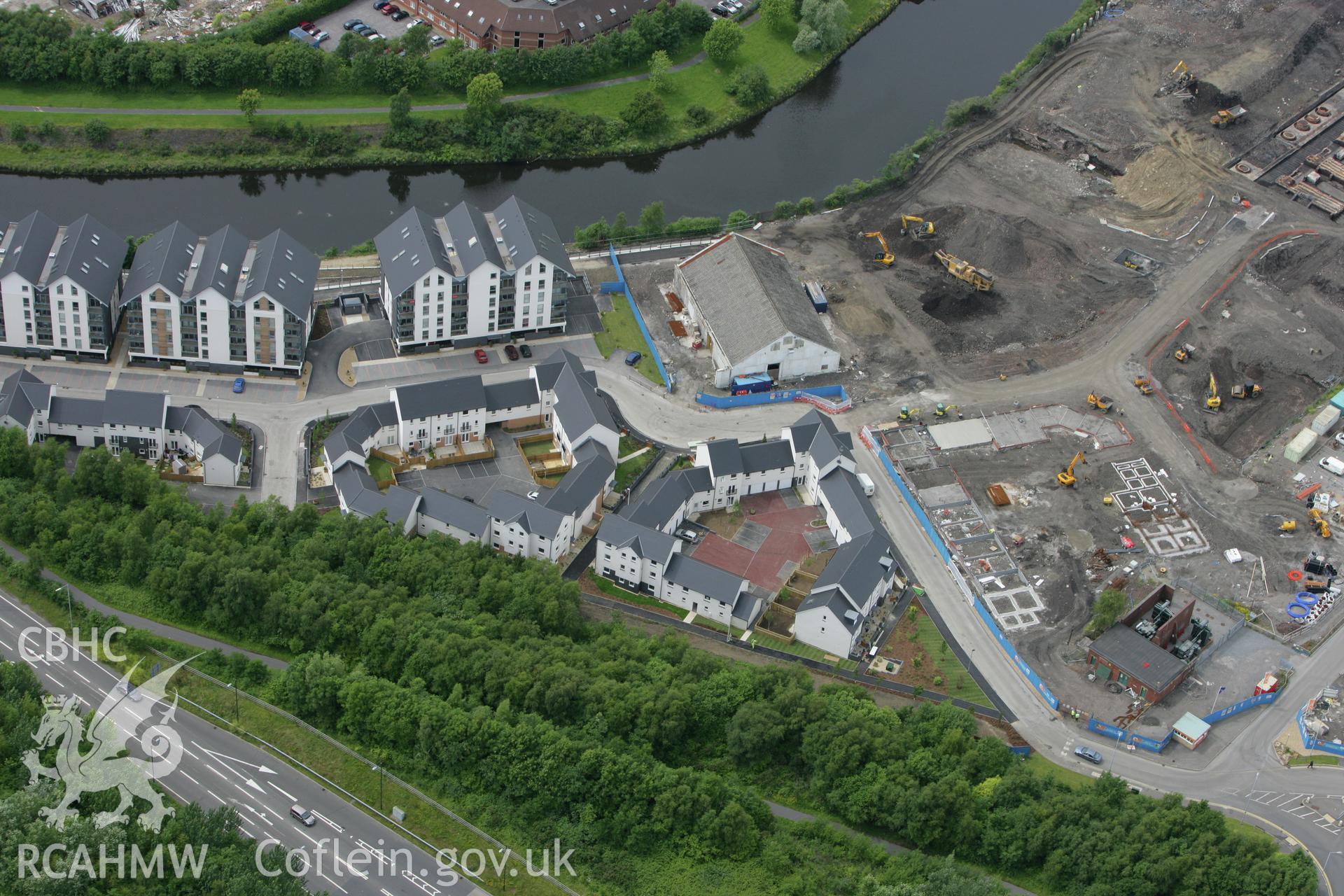 RCAHMW colour oblique photograph of Upper Bank Copperworks, Swansea. Taken by Toby Driver on 20/06/2008.