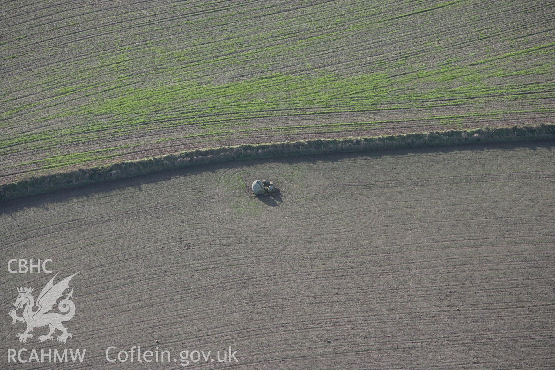 RCAHMW colour oblique photograph of Treffynnon Burial Chamber. Taken by Toby Driver on 15/12/2008.