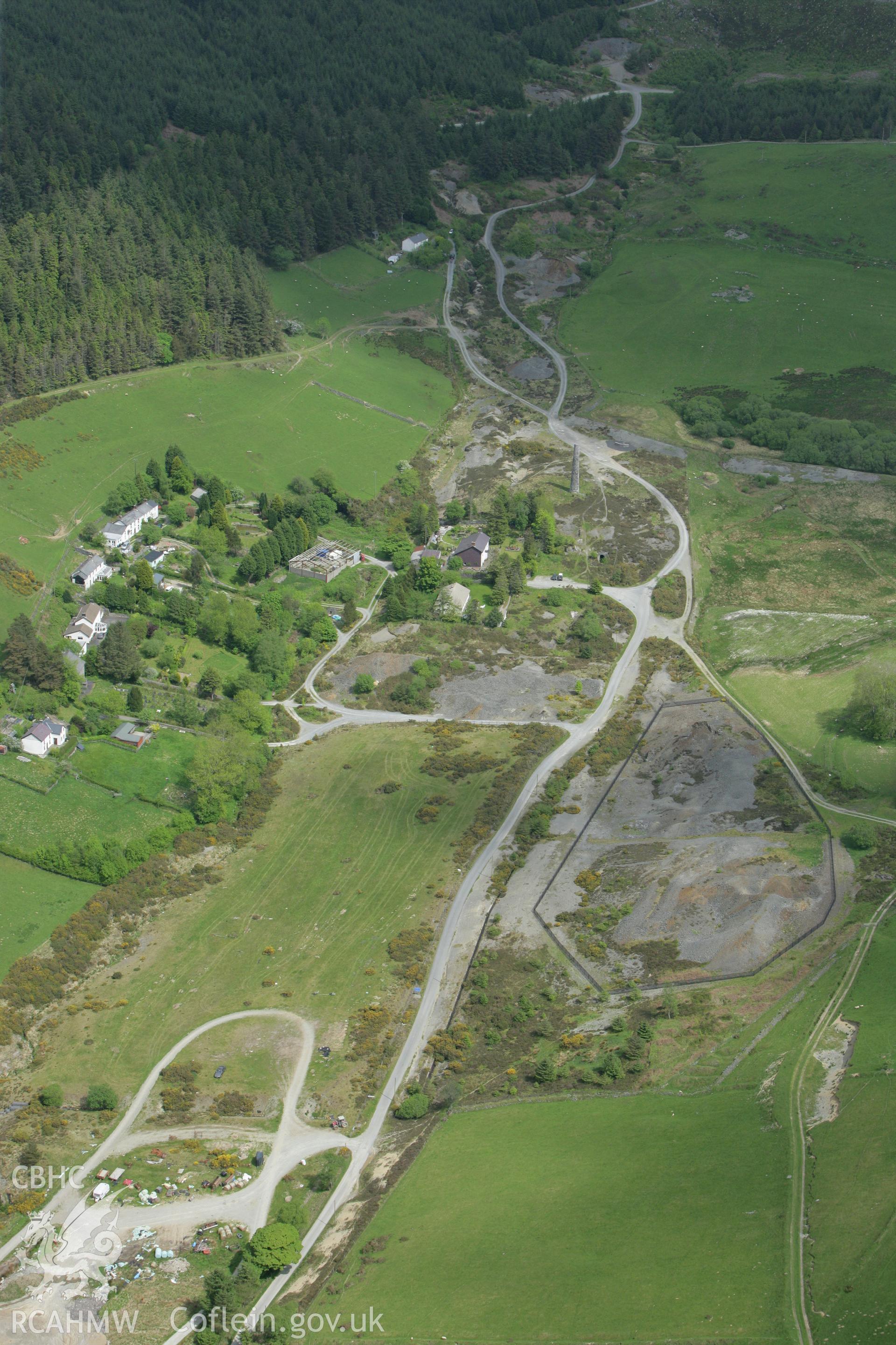 RCAHMW colour oblique photograph of Cwmsymlog Lead Mine. Taken by Toby Driver on 20/05/2008.