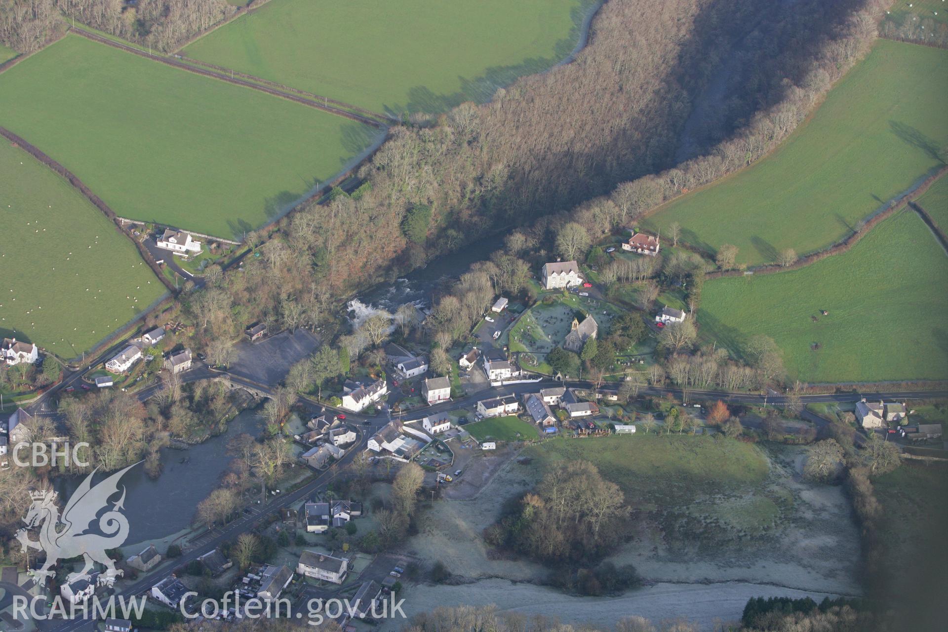 RCAHMW colour oblique photograph of Cenarth Bridge. Taken by Toby Driver on 15/12/2008.