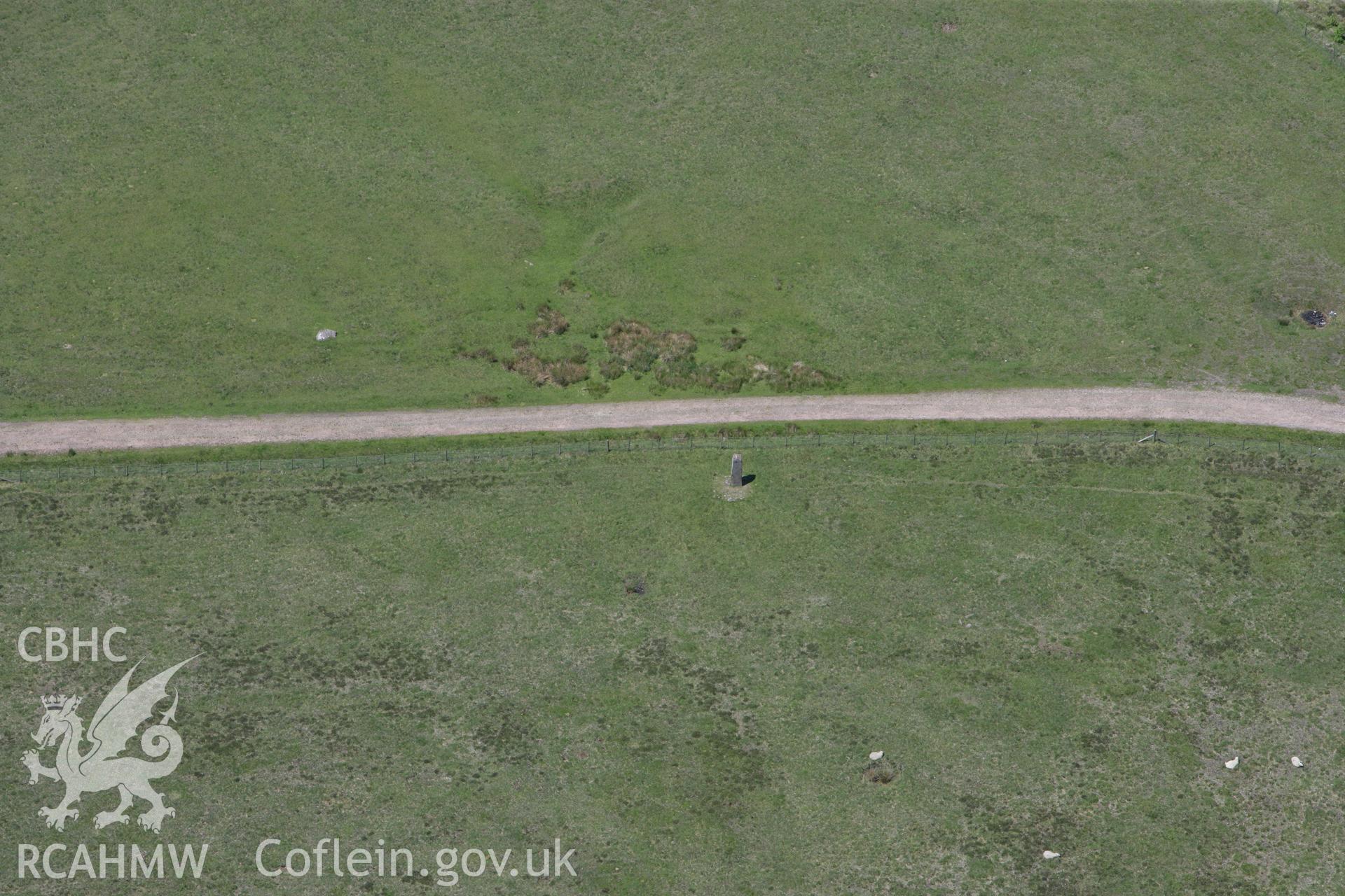 RCAHMW colour oblique photograph of Maen Madoc Inscribed Stone and Roman Road. Taken by Toby Driver on 09/06/2008.