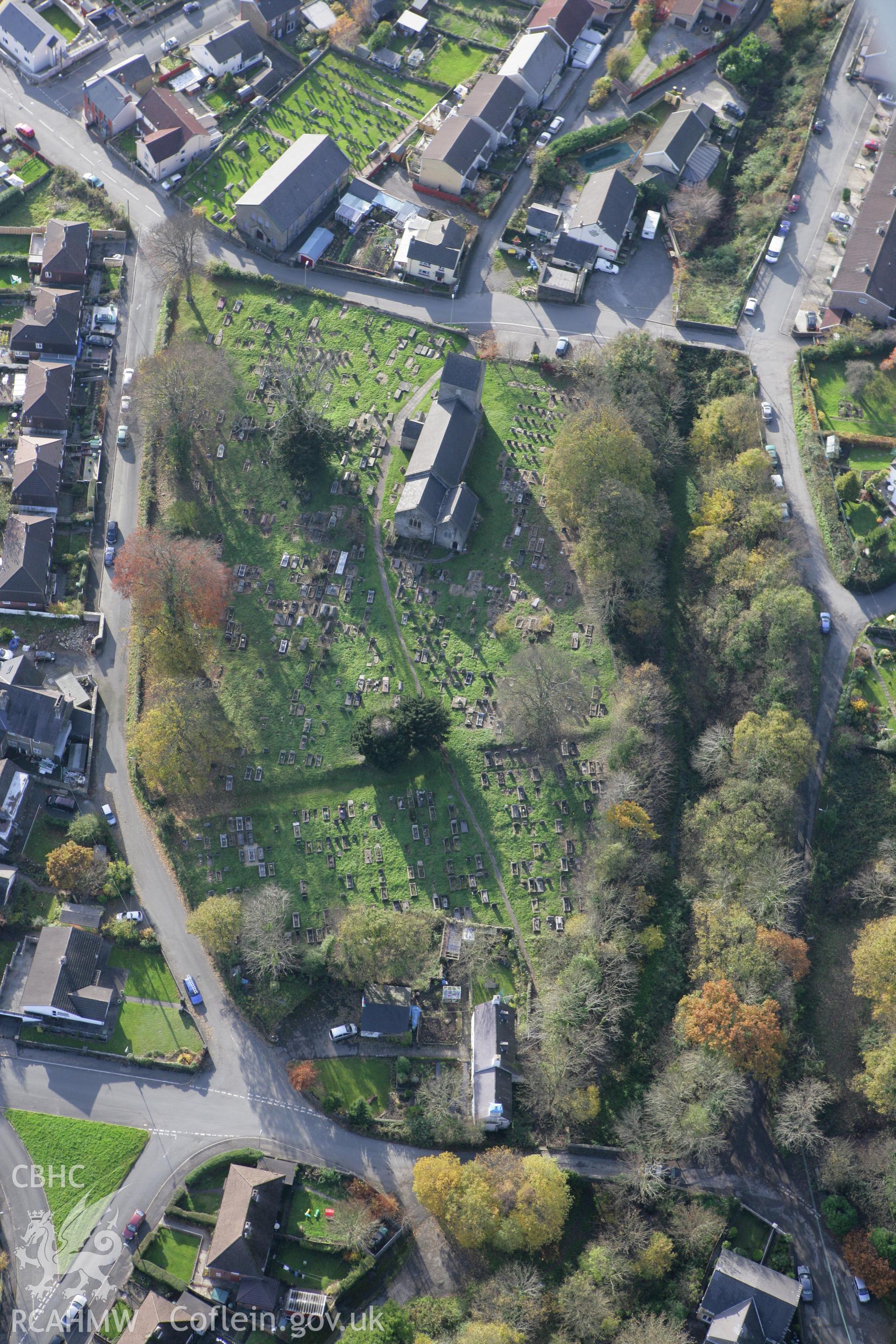 RCAHMW colour oblique photograph of Bedwas (St. Barrwg's) Churchyard Cross. Taken by Toby Driver on 12/11/2008.