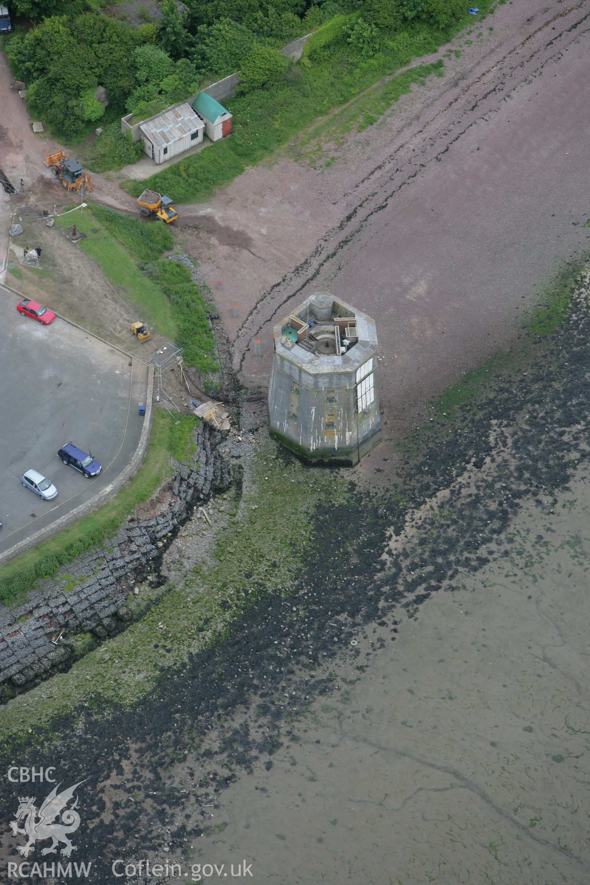 RCAHMW colour oblique photograph of West Martello Tower, Pembroke Dockyard. Taken by Toby Driver on 20/06/2008.